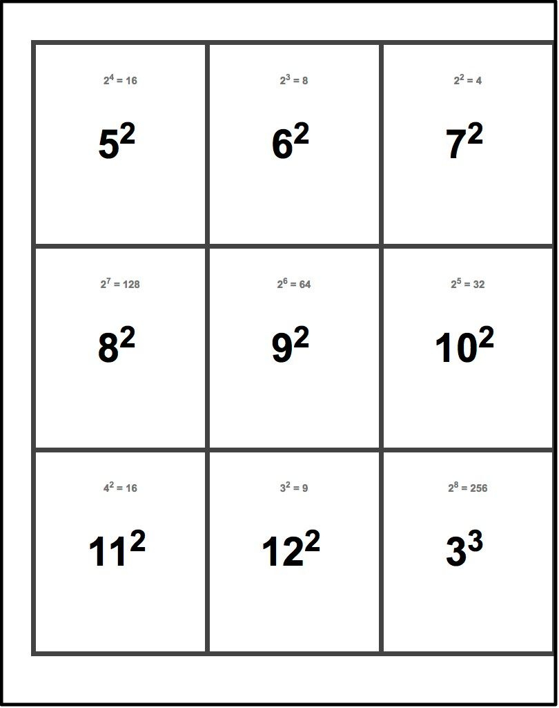 Printable Flash Cards! Exponents Flash Cards | Math | Pinterest - Free Printable Addition Flash Cards