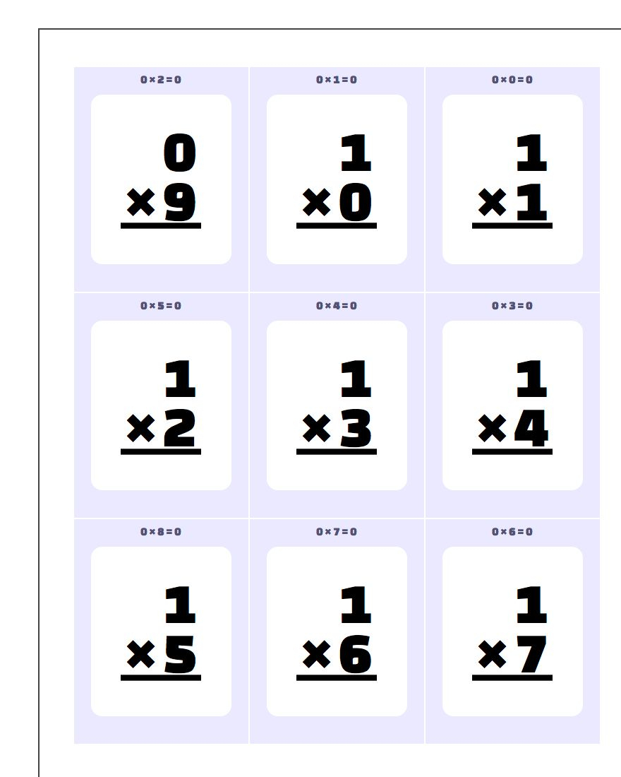 Printable Flash Cards - Free Printable Multiplication Flash Cards 0 10