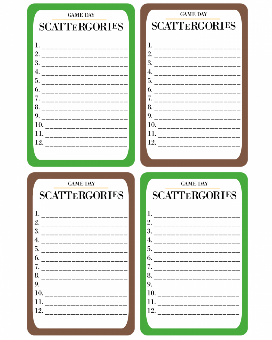 Printable Game Day Scattergories · Pint-Sized Treasures - Scattergories Free Printable Sheets