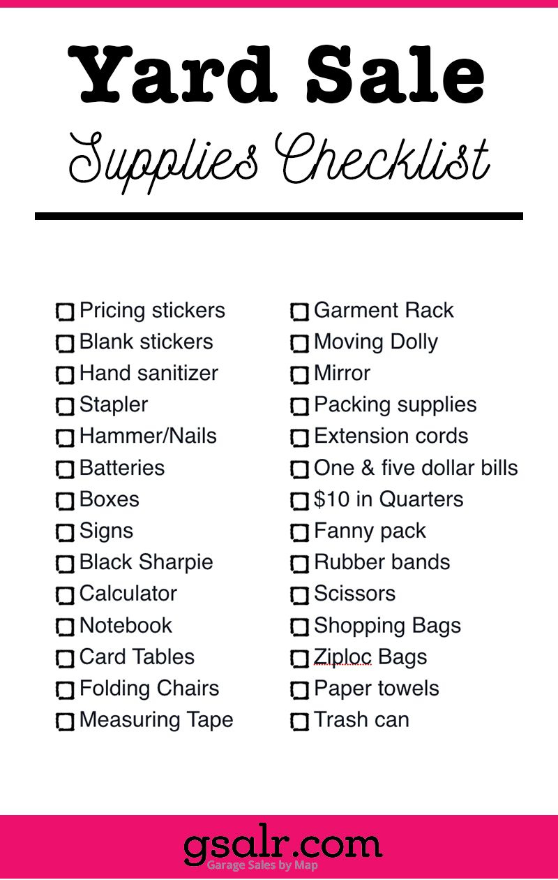 Printable Garage Sale Supplies Checklist [Free Download | Best Of - Garage Sale Price Tags Free Printable