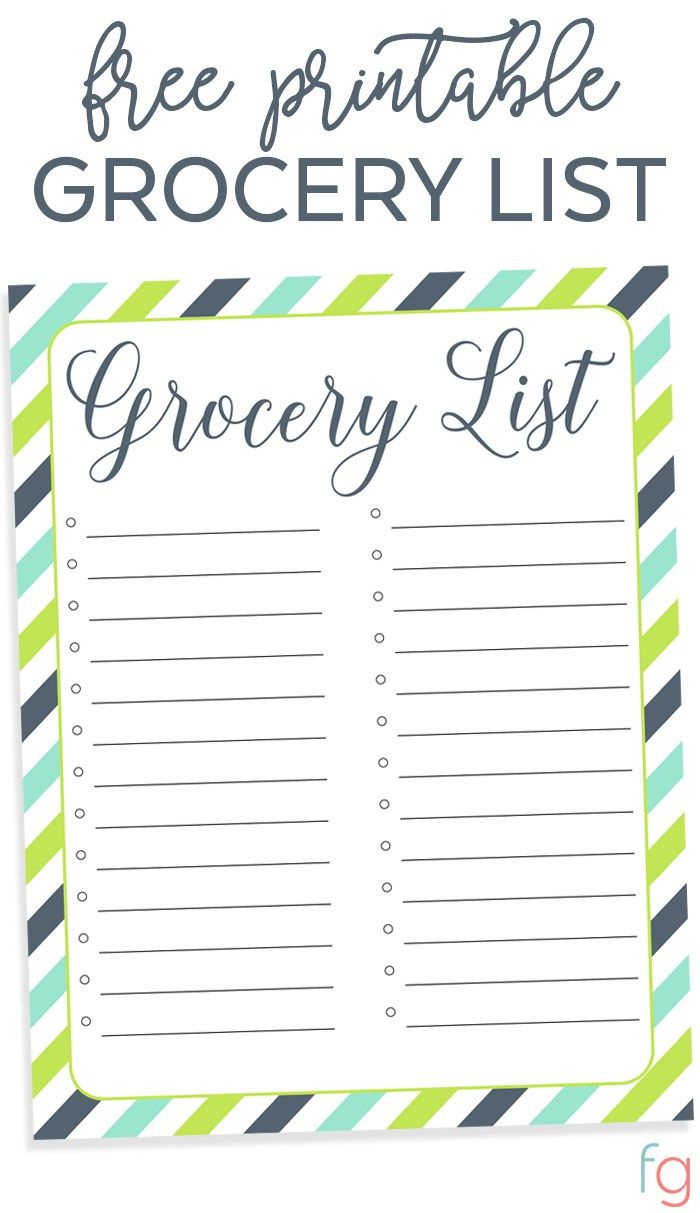 Printable Grocery List Template - Printable Grocery List Free - Free Printable Grocery List