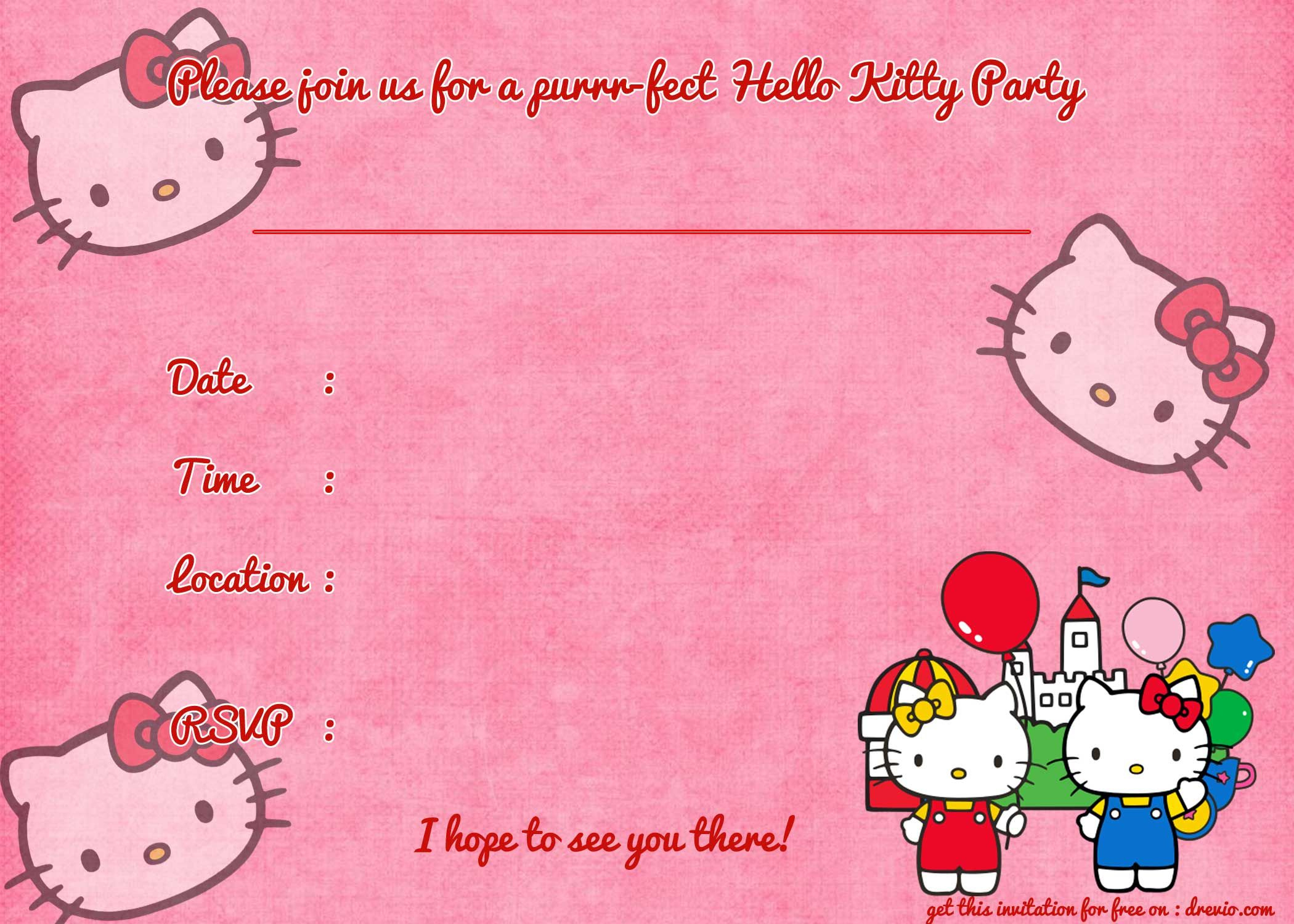 Printable Hello Kitty Birthday Invitation | Party | Pinterest - Hello Kitty Birthday Card Printable Free