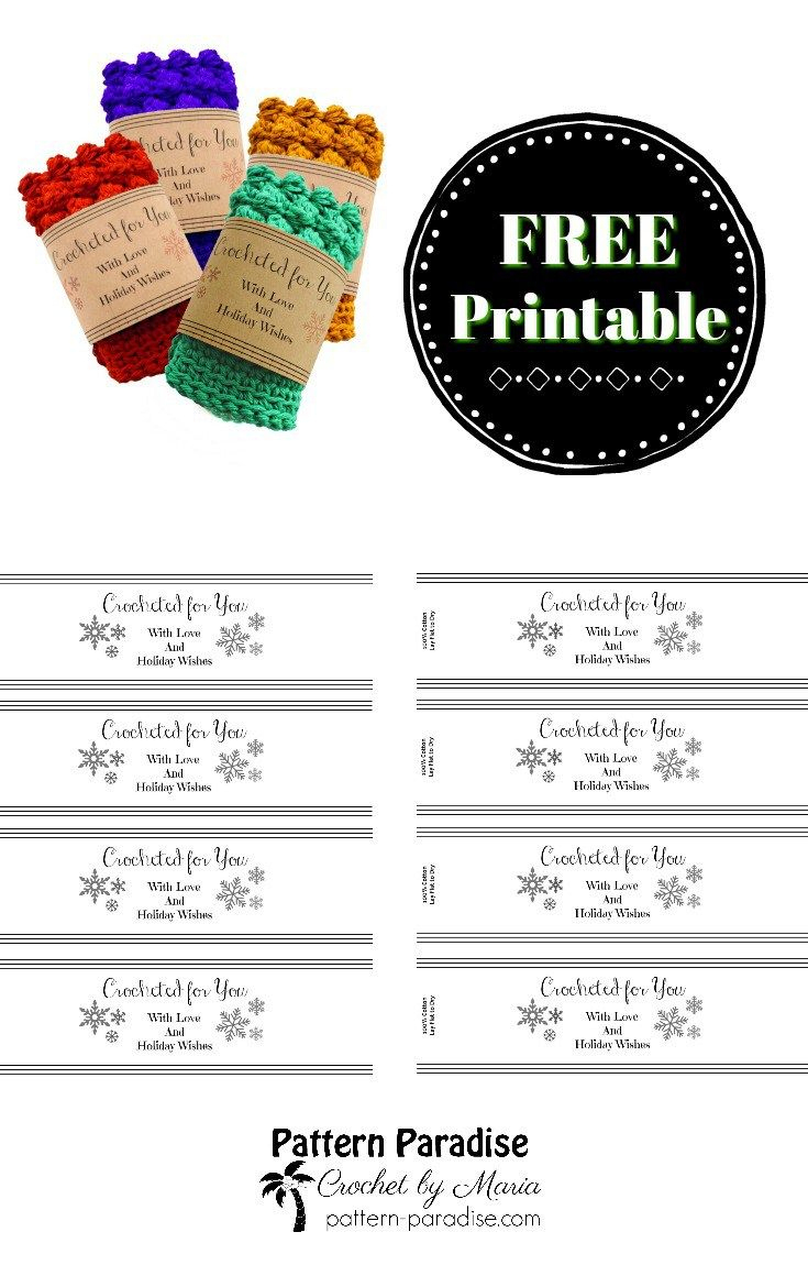 Printable: Holiday Crocheted For You Template | Dishcloth - Free Printable Dishcloth Wrappers