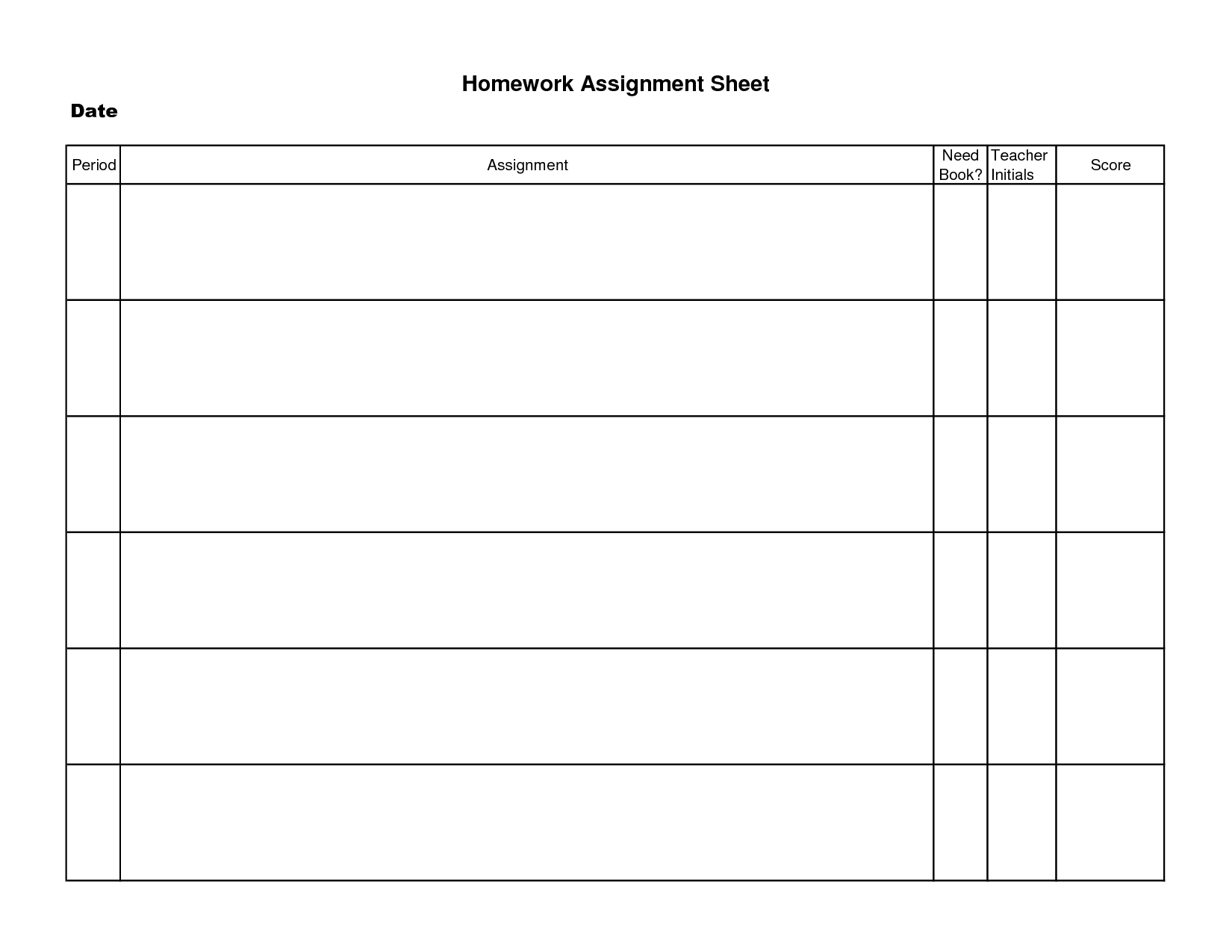 Printable Homework Assignment Sheet Template | Decrease Depression - Free Printable Homework Templates