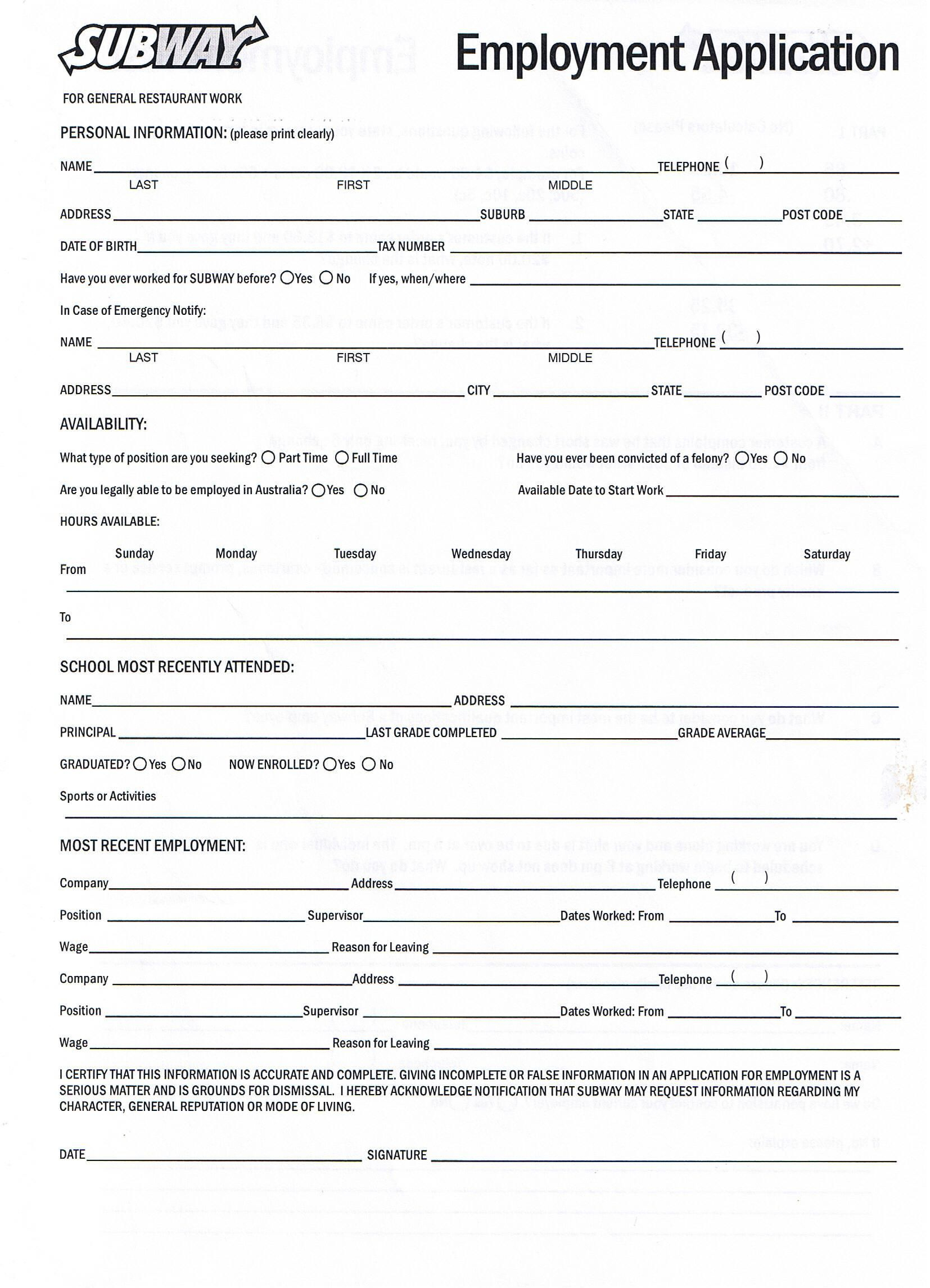 Printable Job Application Forms Online Forms, Download And Print - Application For Employment Form Free Printable