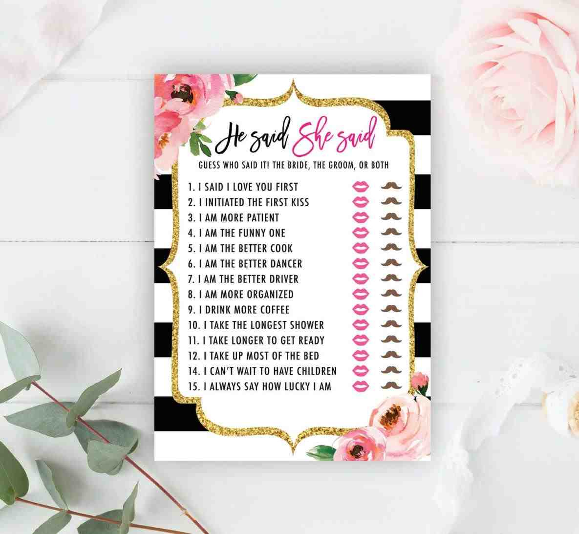 Printable-Kate-He-Said-She-Said-Template-Spade-Bridal-Shower-Games - He Said She Said Game Free Printable