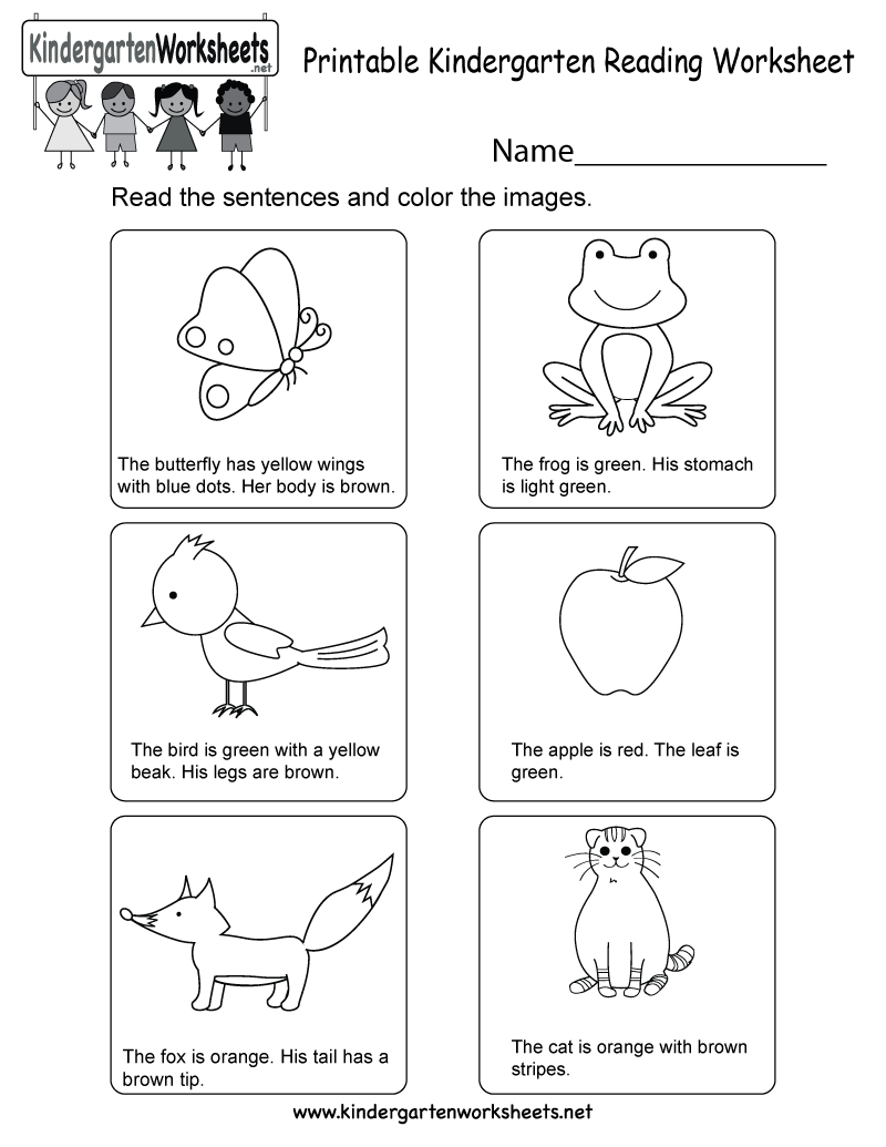Printable Kindergarten Reading Worksheet - Free English Worksheet - Free Printable Sheets For Kindergarten