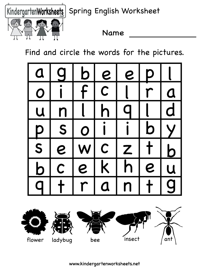 Printable Kindergarten Worksheets |  English Worksheet - Free - Free Printable Spring Worksheets For Kindergarten
