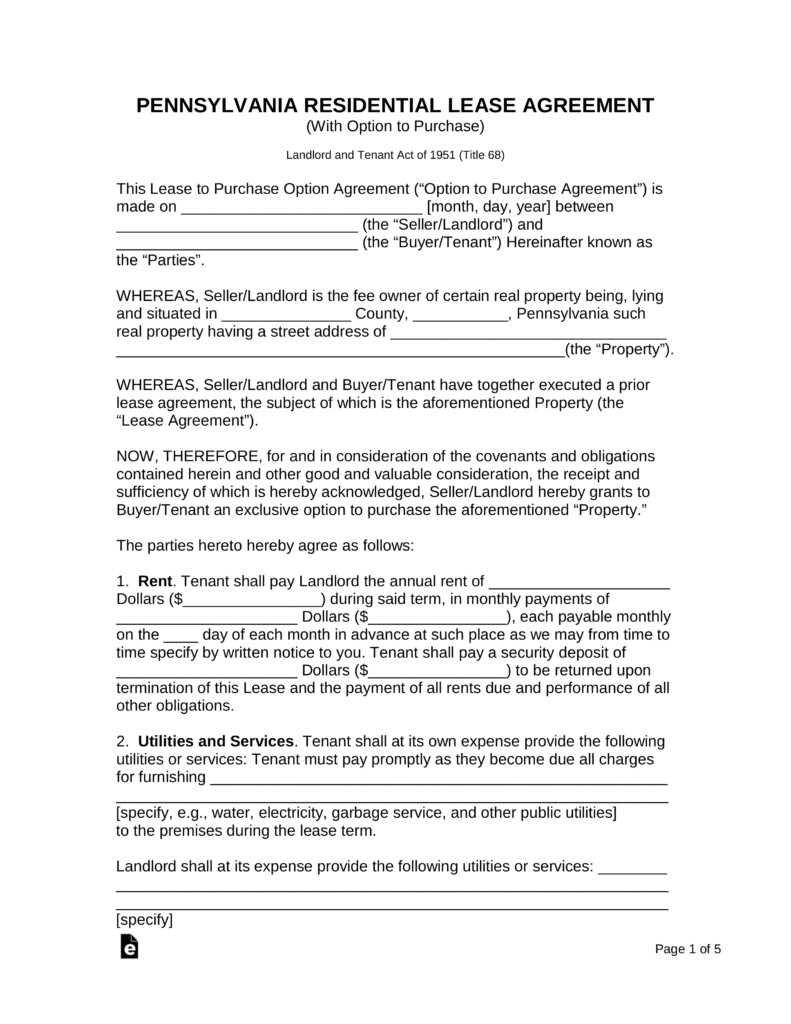 Printable Lease Purchase Agreement | Freesampleagreement - Free Printable Lease Agreement Ny