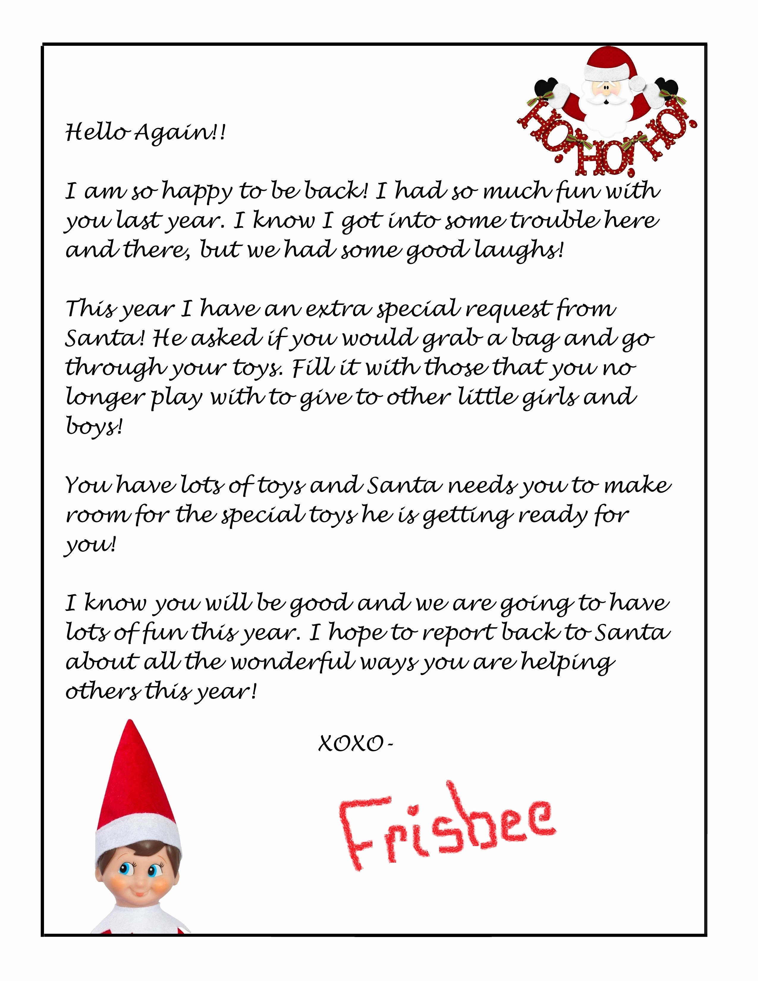 Printable Letter From Santa About Elf On The Shelf Save Printable - Free Printable Elf On Shelf Arrival Letter