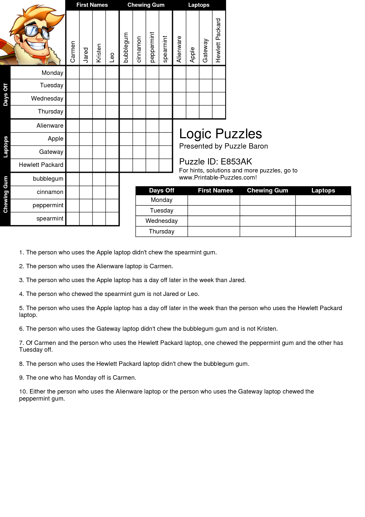 Printable Logic Puzzles Bnuauypi | Children&amp;#039;s Arts &amp;amp; Crafts | Logic - Free Printable Logic Puzzles For Middle School