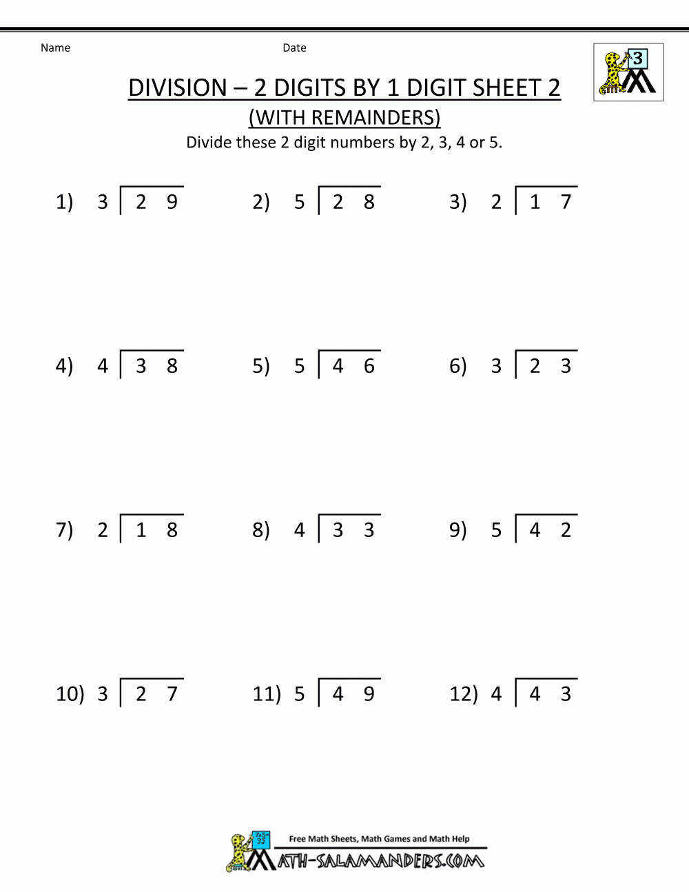 Printable Long Division Worksheets. With Remainders And Without - Free Printable Division Worksheets For 4Th Grade