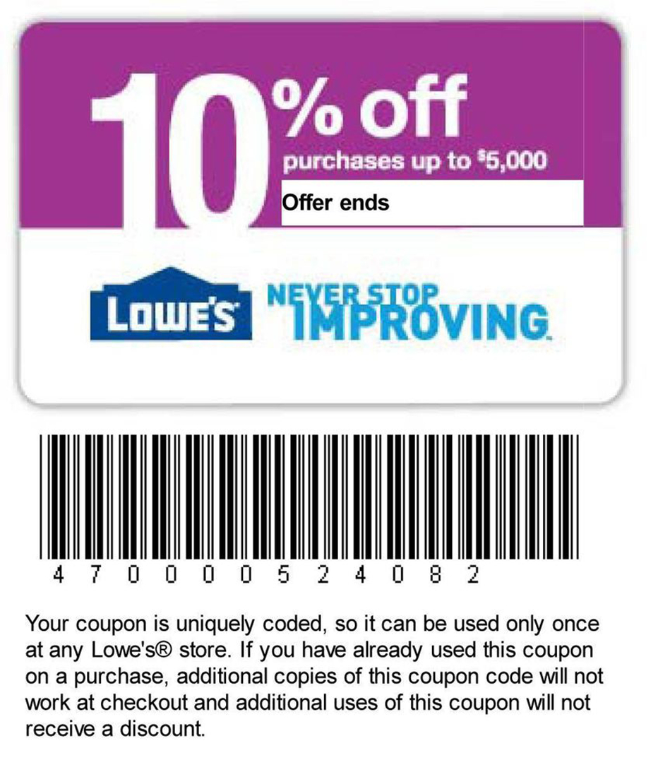 Printable Lowes Coupon 20% Off &amp;amp;10 Off Codes December 2016 - Free Printable Lowes Coupon 2014