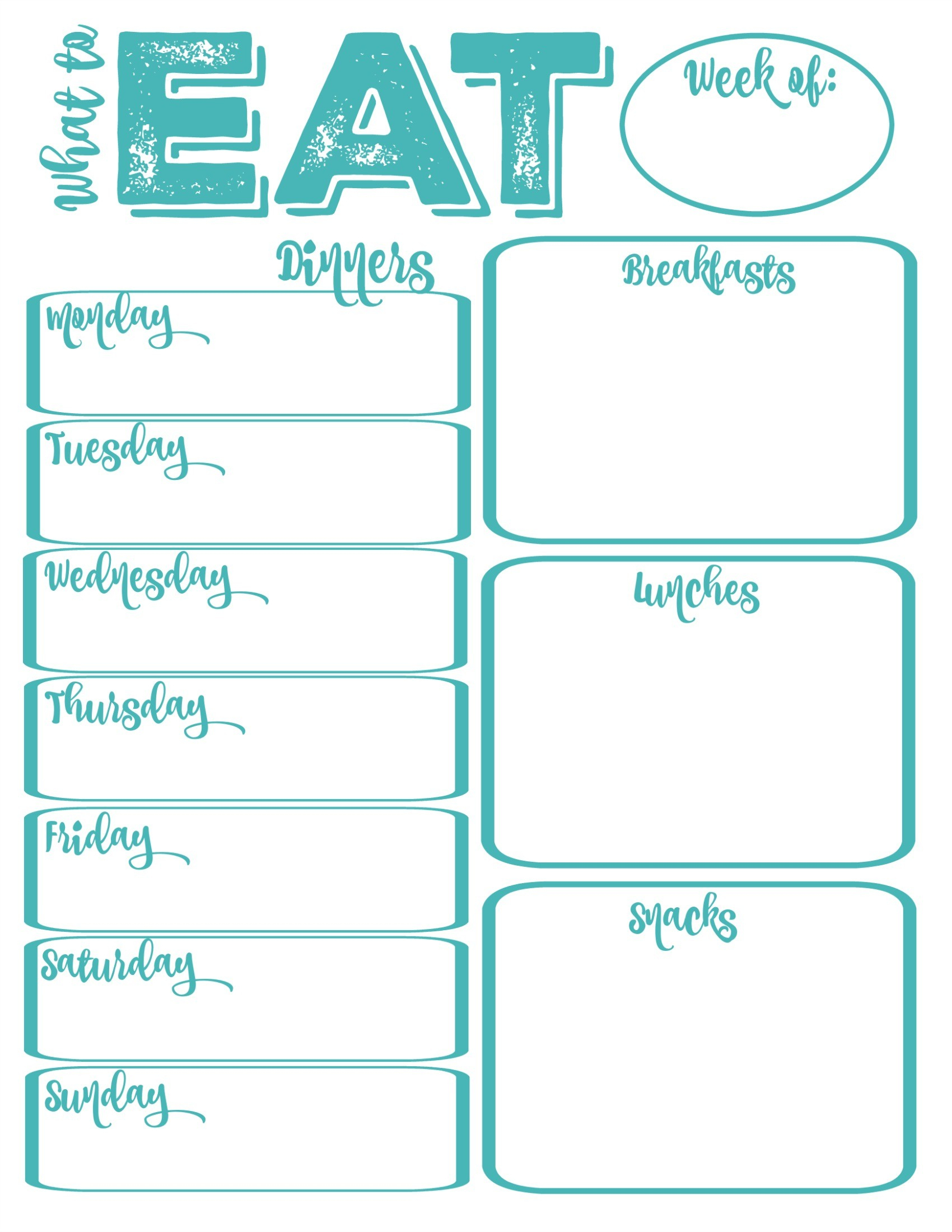 Printable Meal Calendar Pantry Makeover Free Printable Weekly Meal - Weekly Menu Free Printable