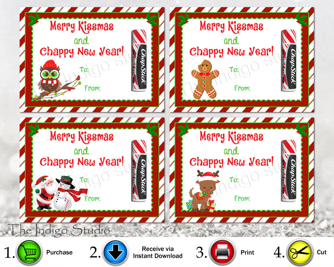 Printable Merry Kissmas And Chappy New Year 4 Different Designs Chap - Free Printable Happy New Year Cards