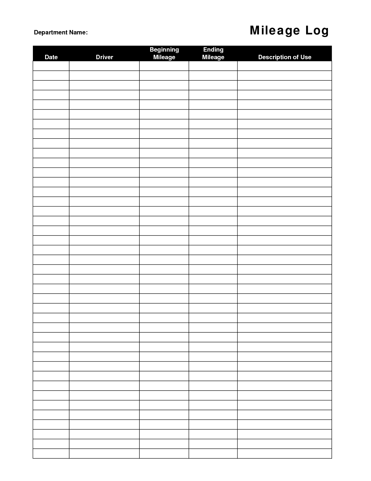 Printable Mileage Log Sheet Template | Office | Budget Forms - Free Printable Mileage Log
