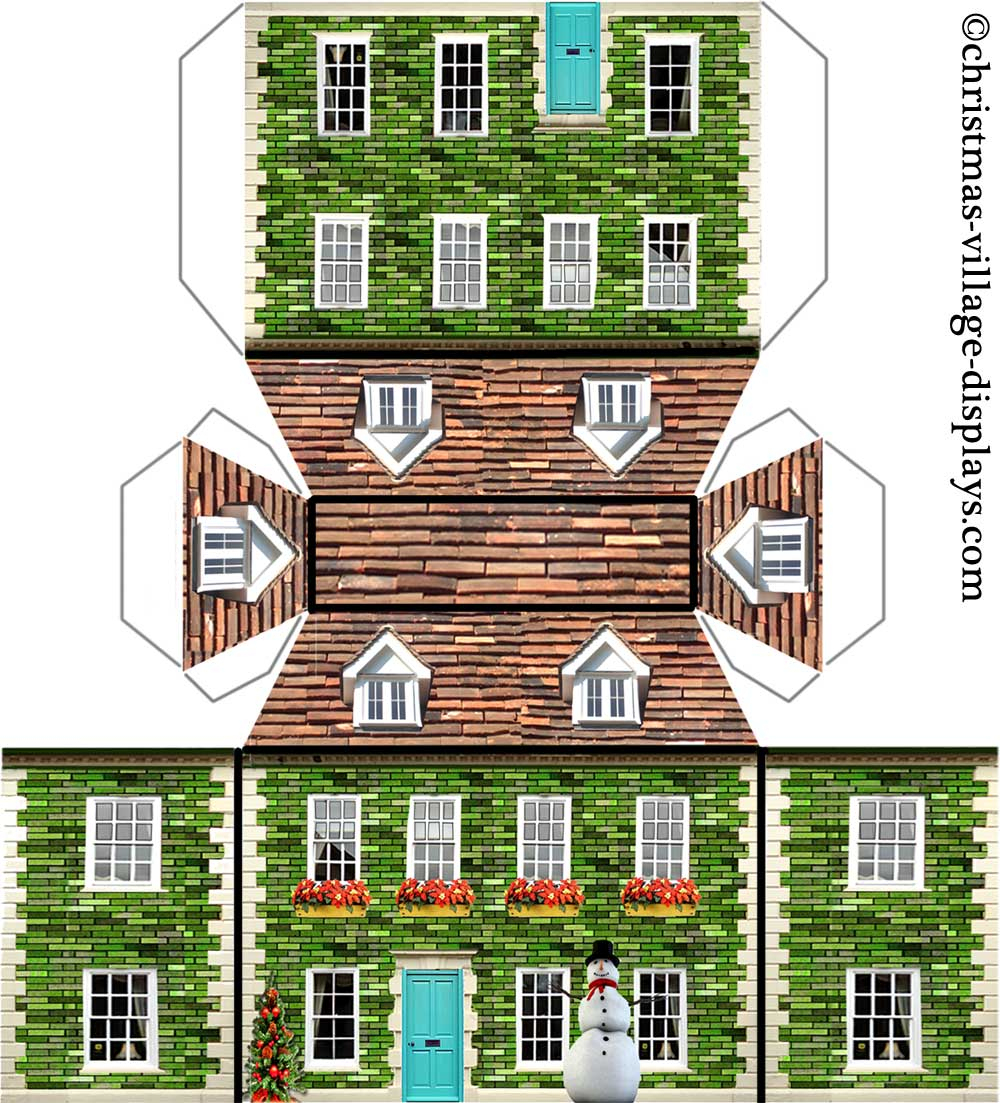 Printable Model Card Houses: Christmas Village Displays - Free Printable Model Railway Buildings