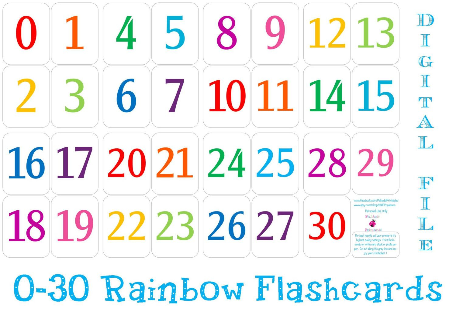 Printable Number Cards 1 30 | Numbers | Number Flashcards, Printable - Free Printable Number Flashcards 1 30