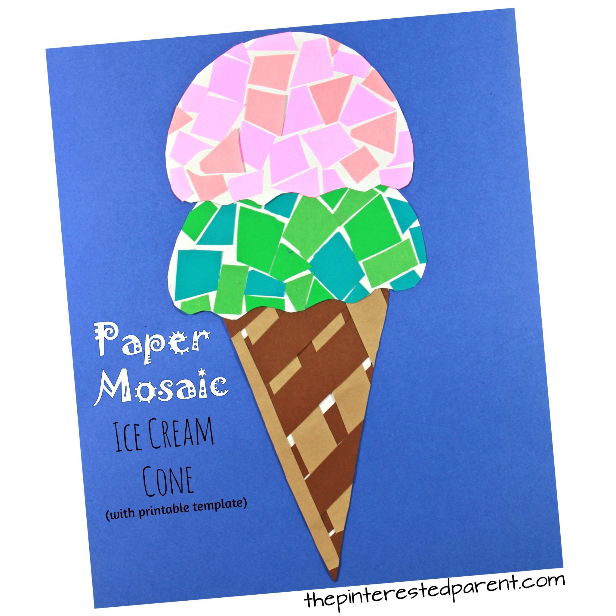 Printable Paper Mosaic Ice Cream Cone – The Pinterested Parent - Ice Cream Cone Template Free Printable