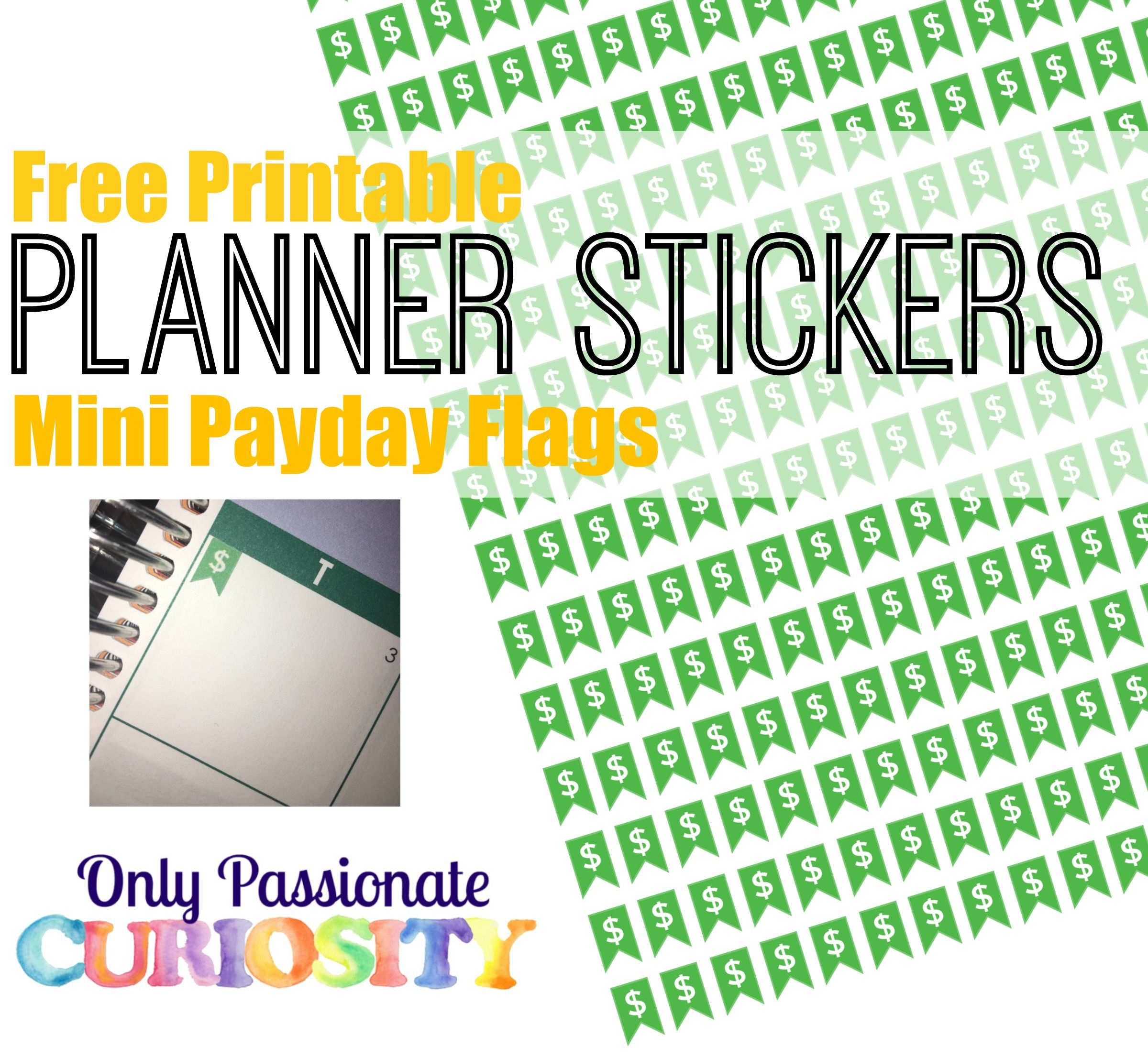 Printable Payday Flag Planner Stickers | Free Planner Stickers - Free Printable Keyboard Stickers