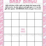 Printable Pink Damask Baby Shower Bingo Game Instant Download | Bee   Free Printable Baby Shower Bingo