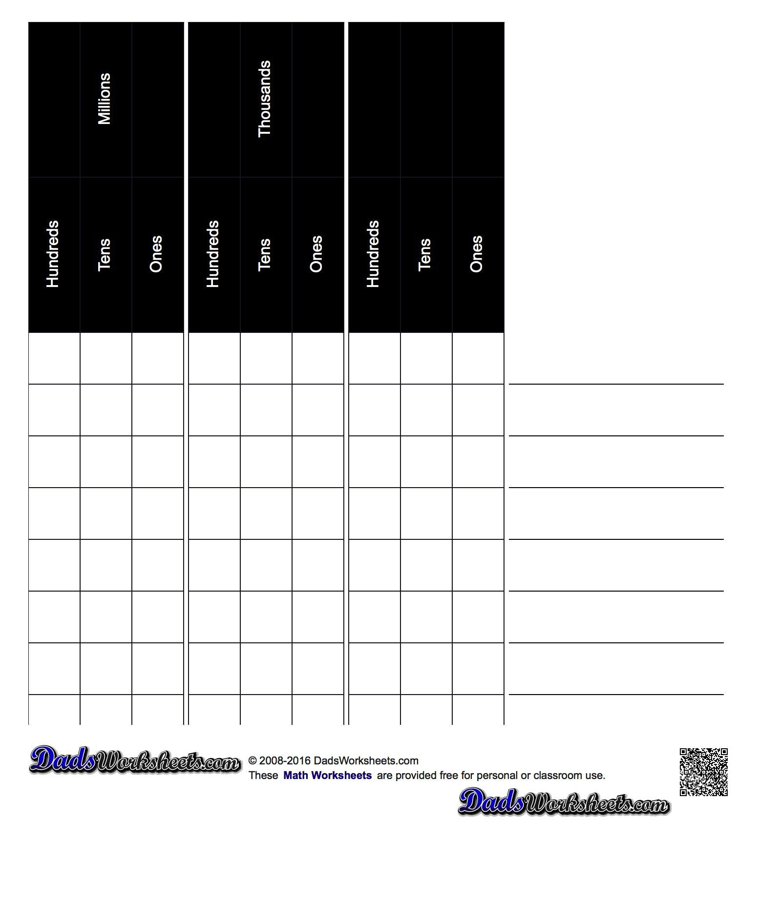 Printable Place Value Chart With Decimals And Periods | Math - Free Printable Place Value Chart