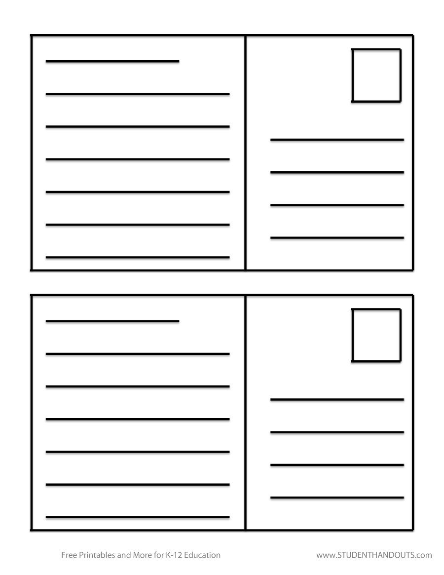 Printable Postcards Template | Ellipsis - Free Printable Postcards