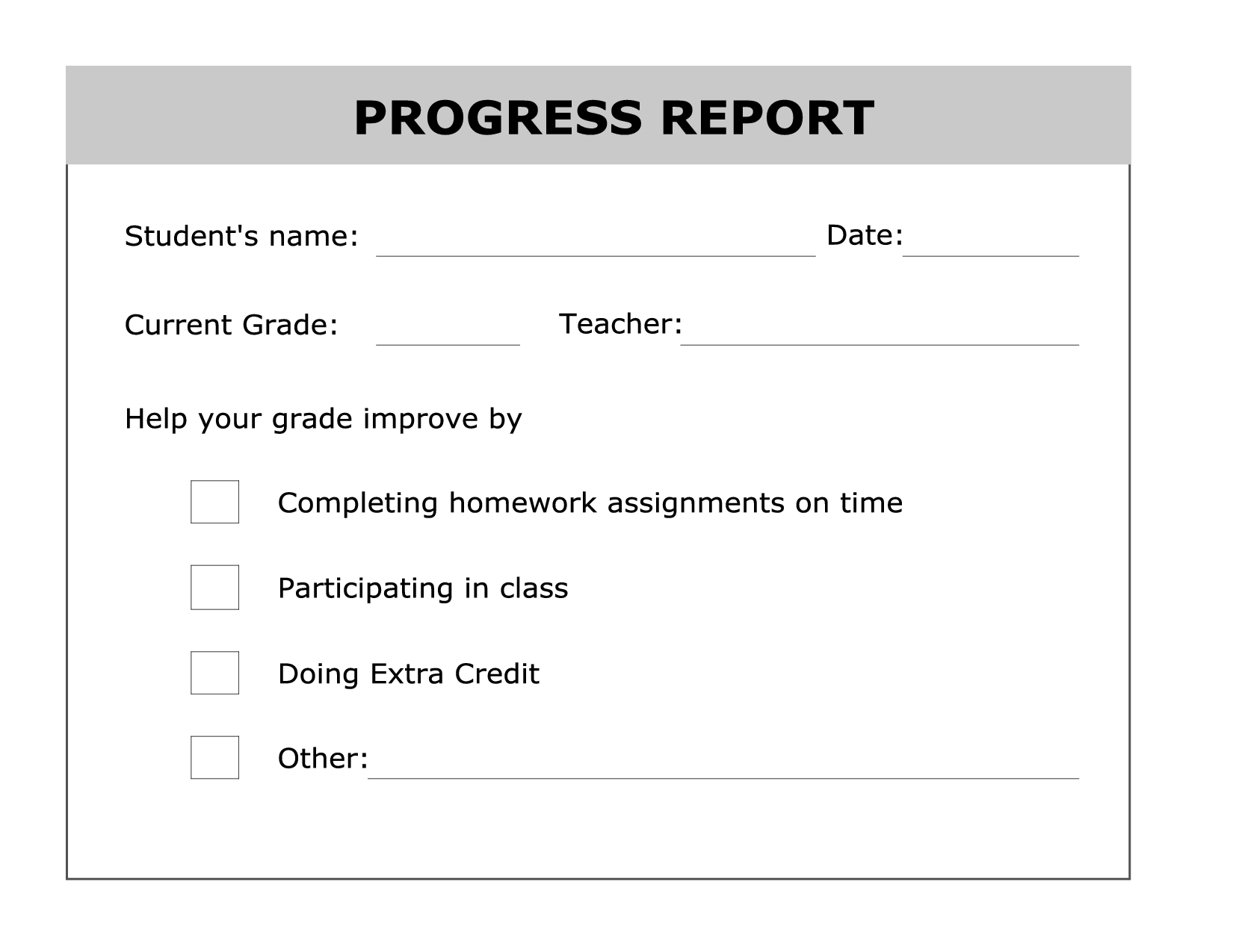 Printable Progress Report Template | Good Ideas | Pinterest - Free Printable Grade Cards