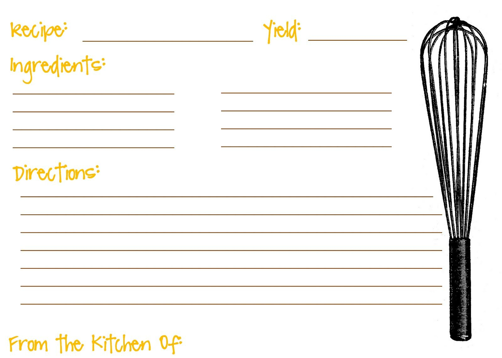 Printable Recipe Cards For Kids Recipe Template For Kids | Recipe - Free Printable Recipe Templates