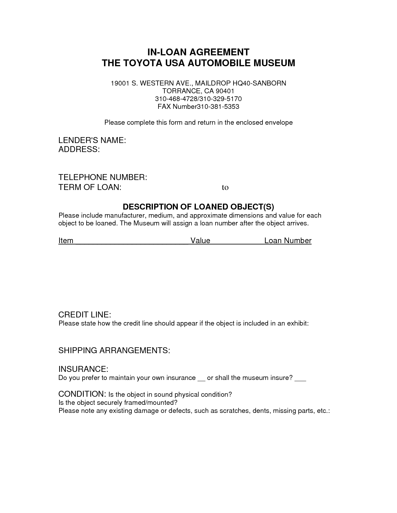 Printable Sample Loan Contract Template Form | Laywers Template - Free Printable Legal Forms California