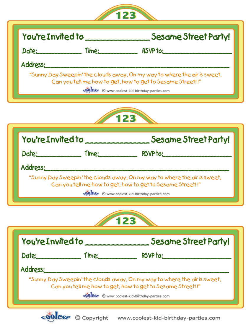 Printable Sesame Street Sign Invitation - Free Printable Sesame Street Sign