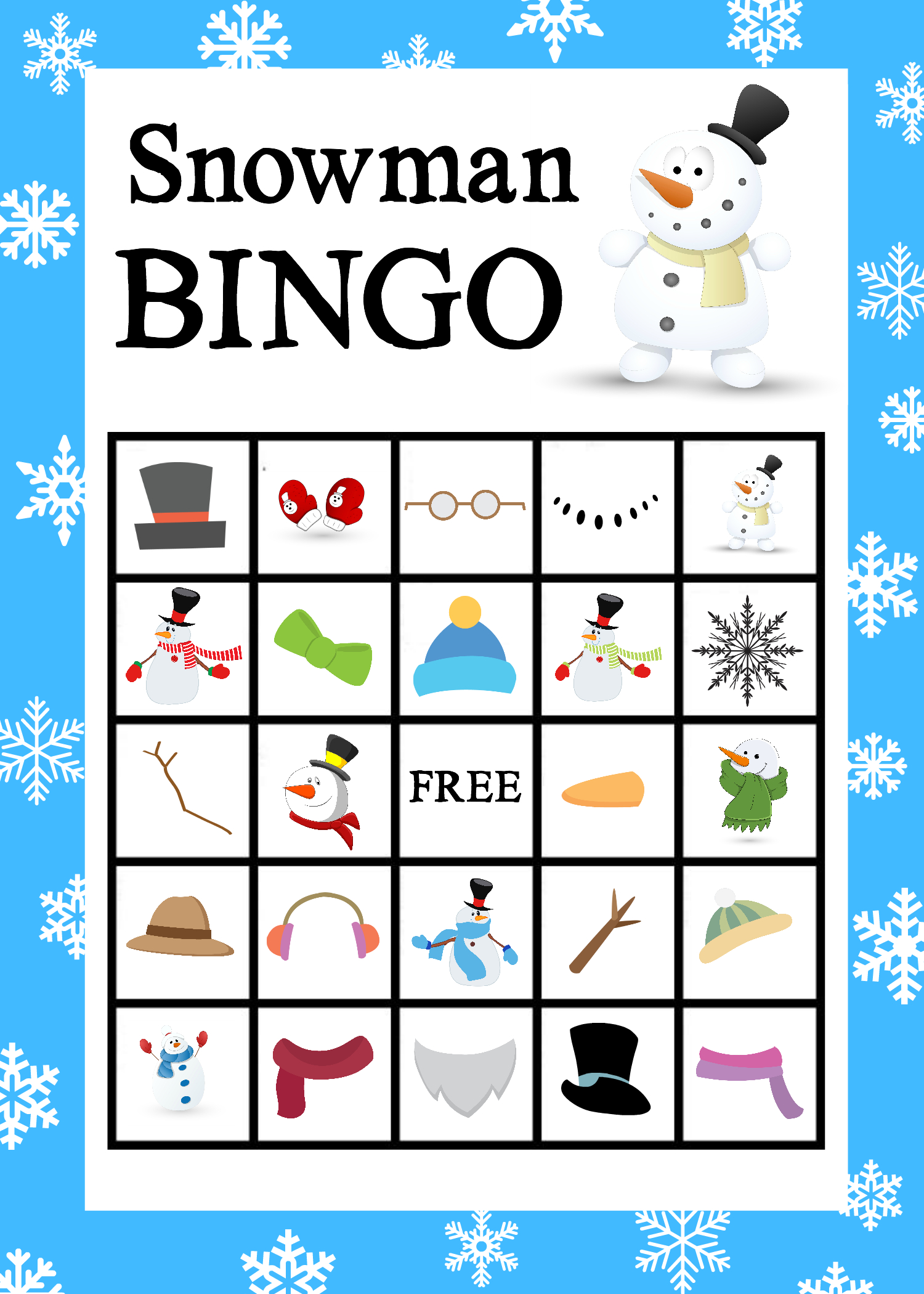 Printable Snowman Bingo Game - Crazy Little Projects - Free Printable Bingo Games