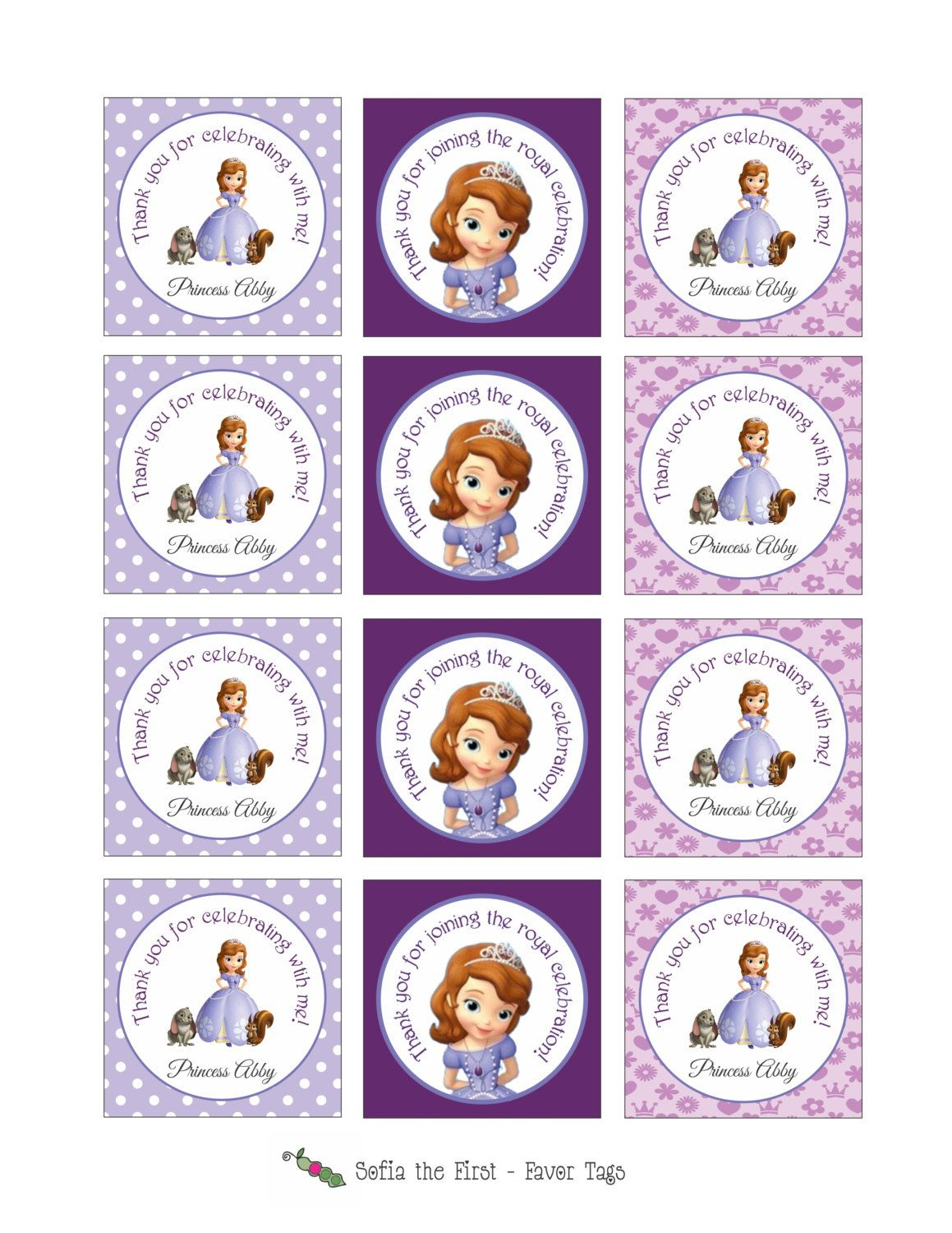 Printable Sofia The First Stickers Or Gift Tags (Great To Be Used As - Free Printable Sofia Cupcake Toppers