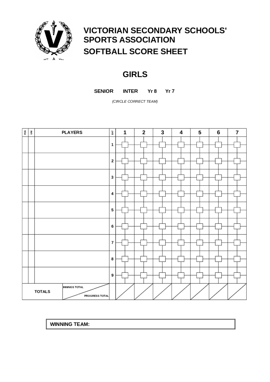 Printable Softball Score Sheet Template - Laobing Kaisuo - Free Printable Softball Images