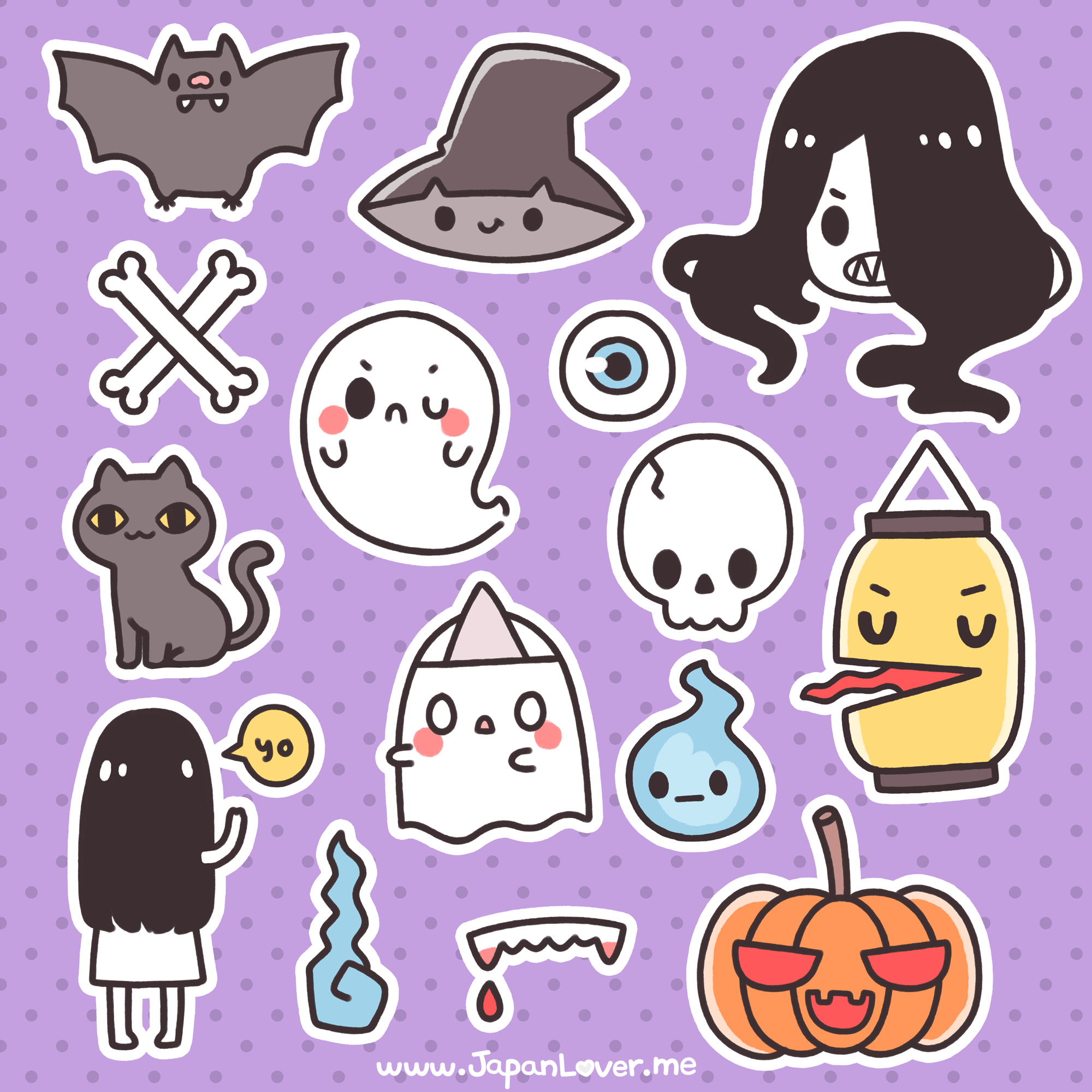 Printable Spooky Kawaii Stickers For Halloween! | Kawaii Japan Lover Me - Free Printable Kawaii Stickers