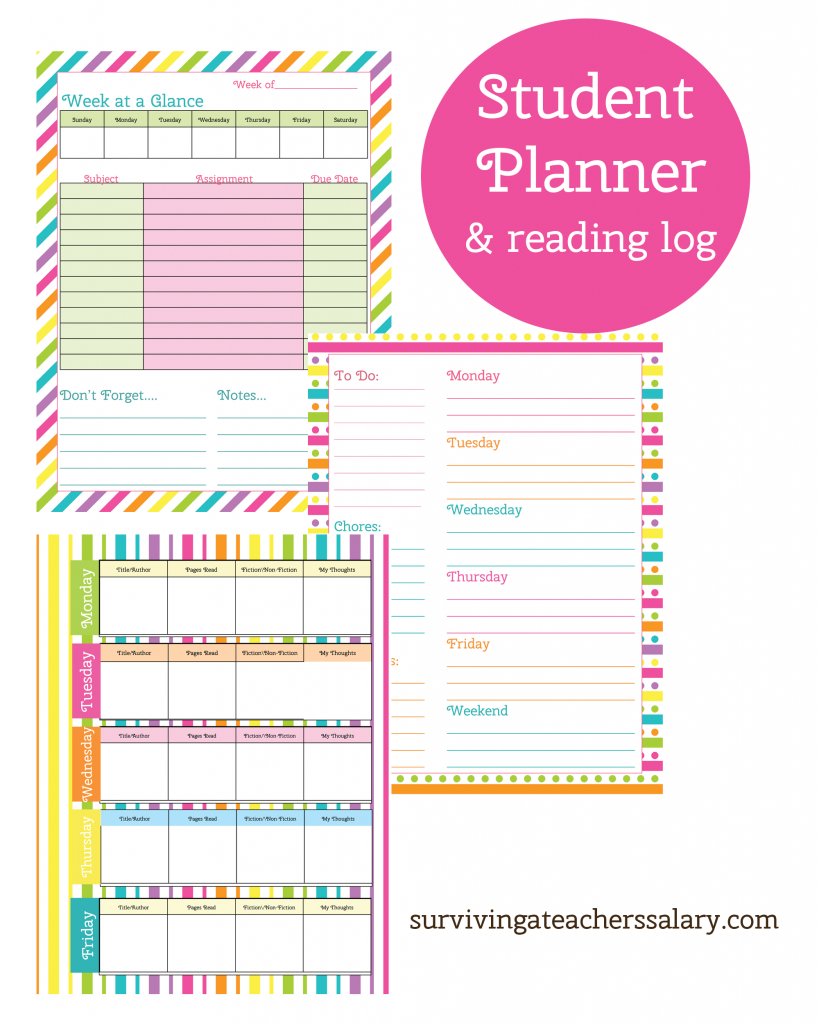 Printable Student Planner And Reading Log | Free Printables - Free Printable Student Planner