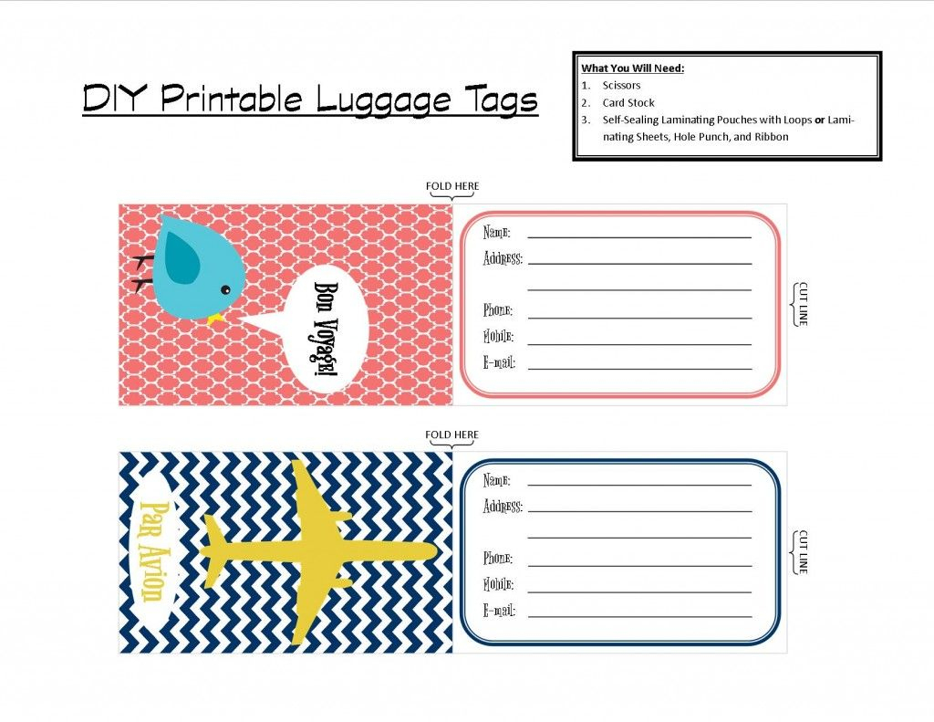 Printable Tags | With That In Mind, I&amp;#039;ve Created A Set Of Two - Free Printable Luggage Tags