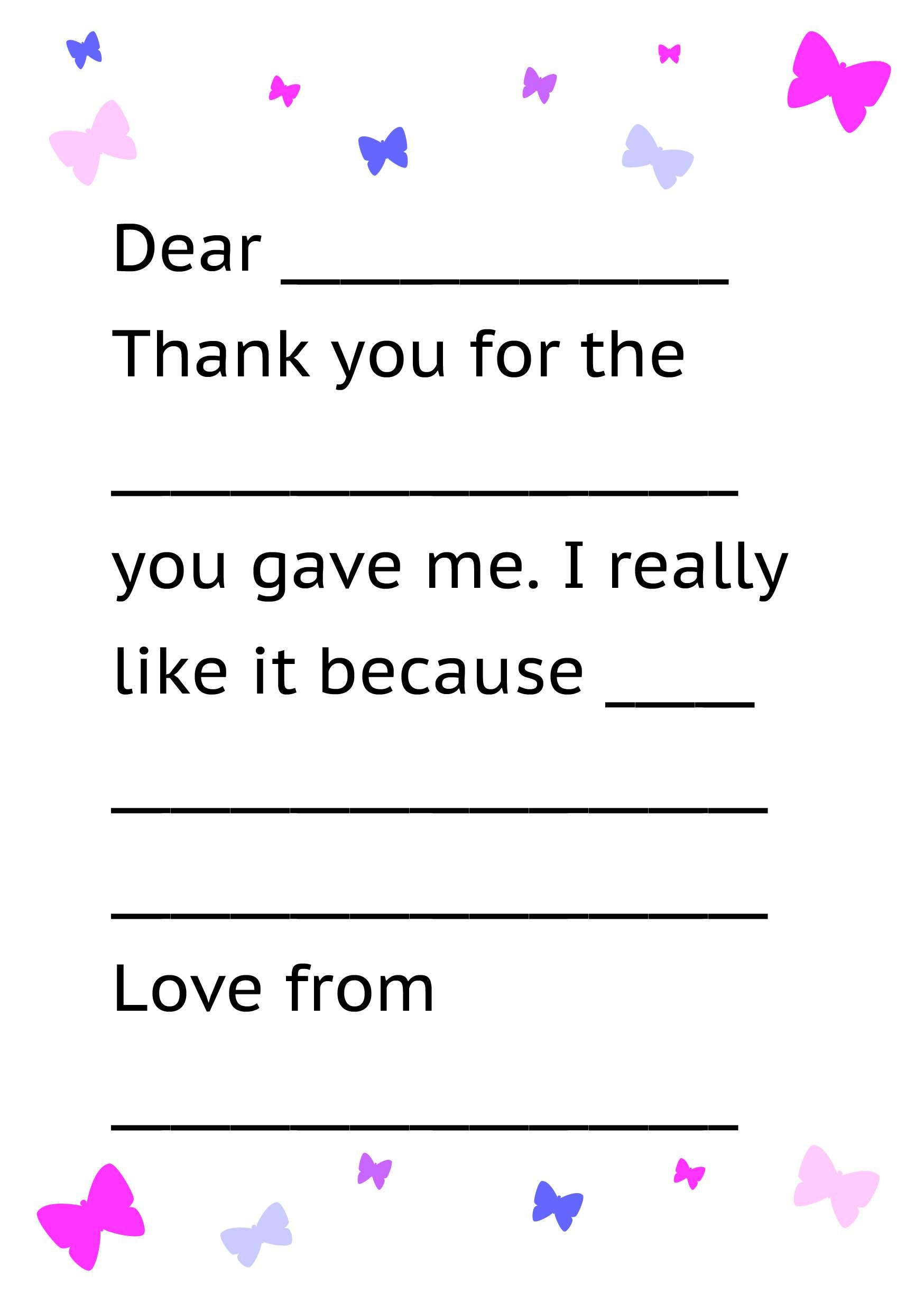 Printable Thank You Card Template For Kids | Kids Thank Yous - Free Printable Letter Writing Templates