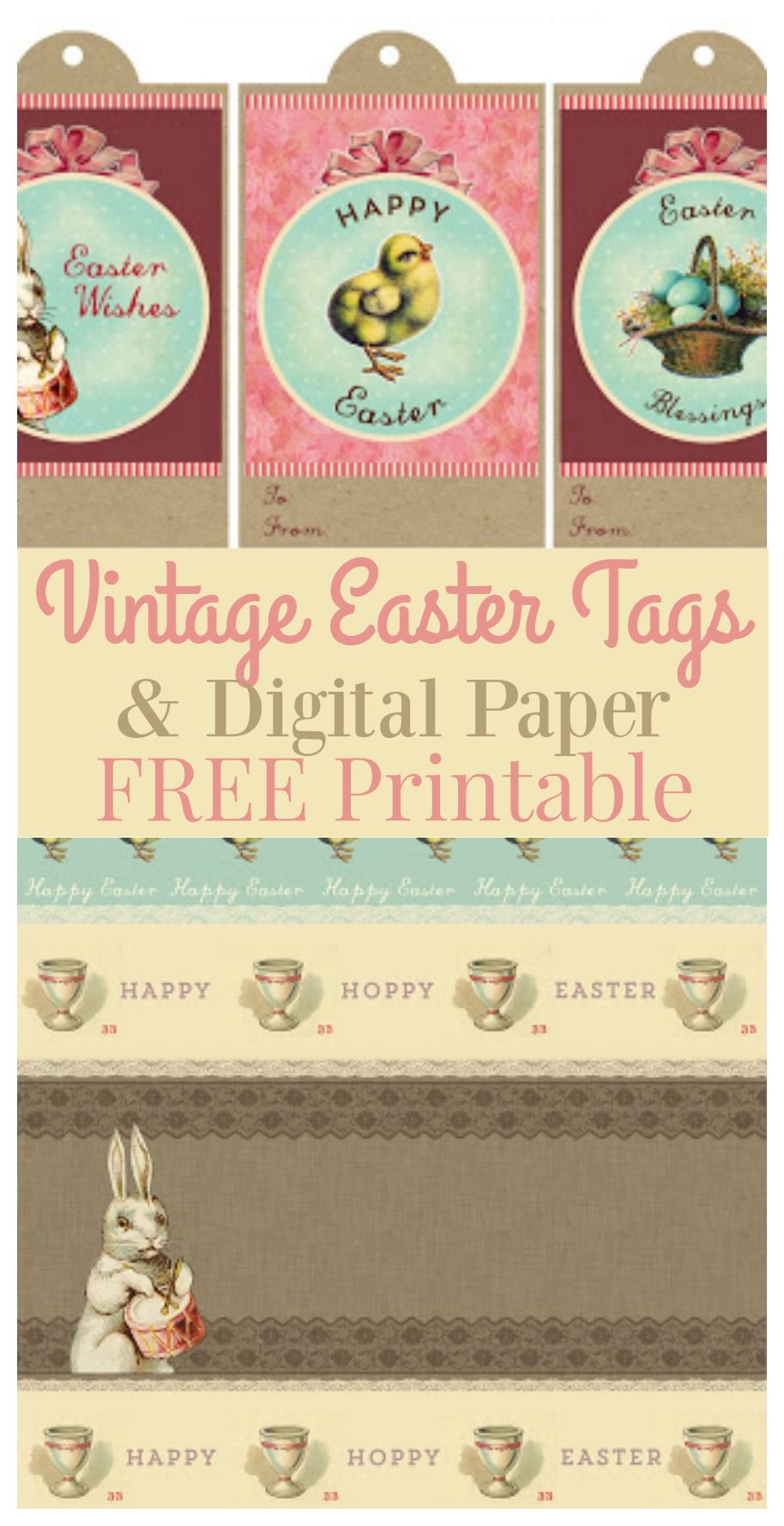 Printable Vintage Easter Gift Tags &amp;amp; Digital Paper | Easter - Free Printable Vintage Easter Images