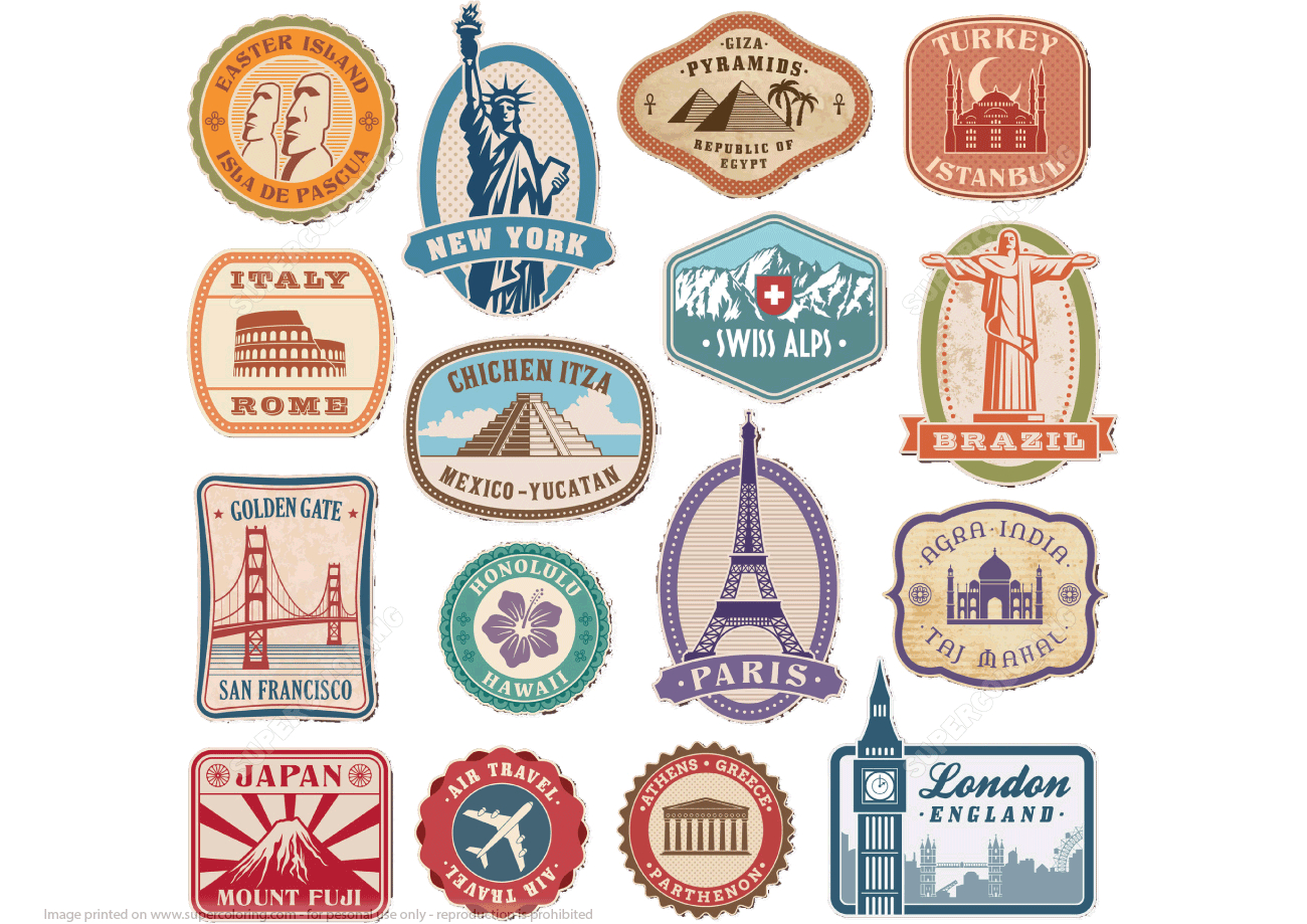 Printable Vintage Travel Stickers | Free Printable Papercraft Templates - Free Printable Travel Stickers