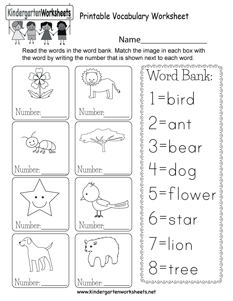 Printable Vocabulary Worksheet - Free Kindergarten English Worksheet - Free Printable English Reading Worksheets For Kindergarten