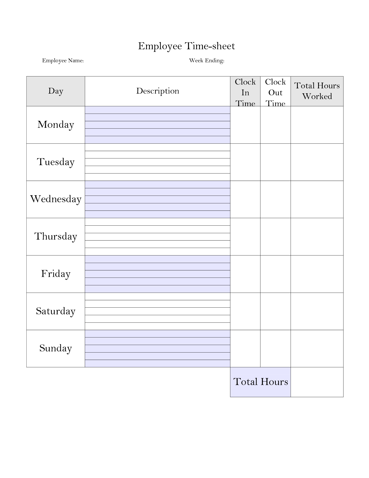 Printable Weekly Employee Time Card - Google Search | Planner Stuff - Time Card Templates Free Printable