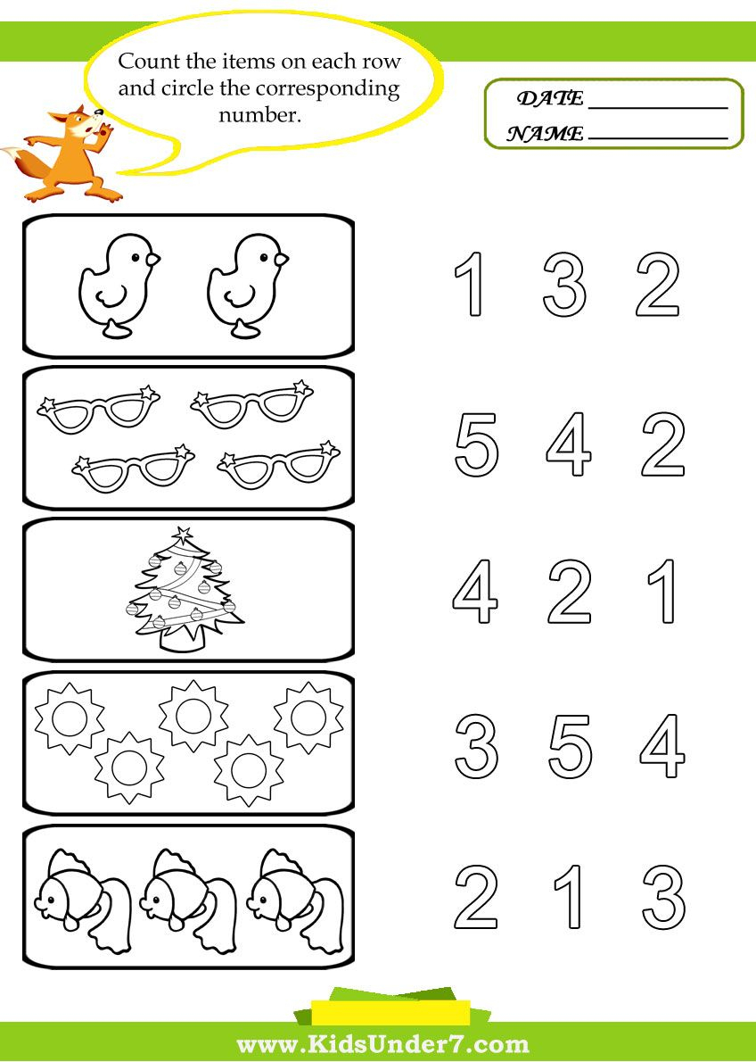 Printables For Preschool | Kids Under 7: Preschool Counting - Free Printable Activities For Preschoolers