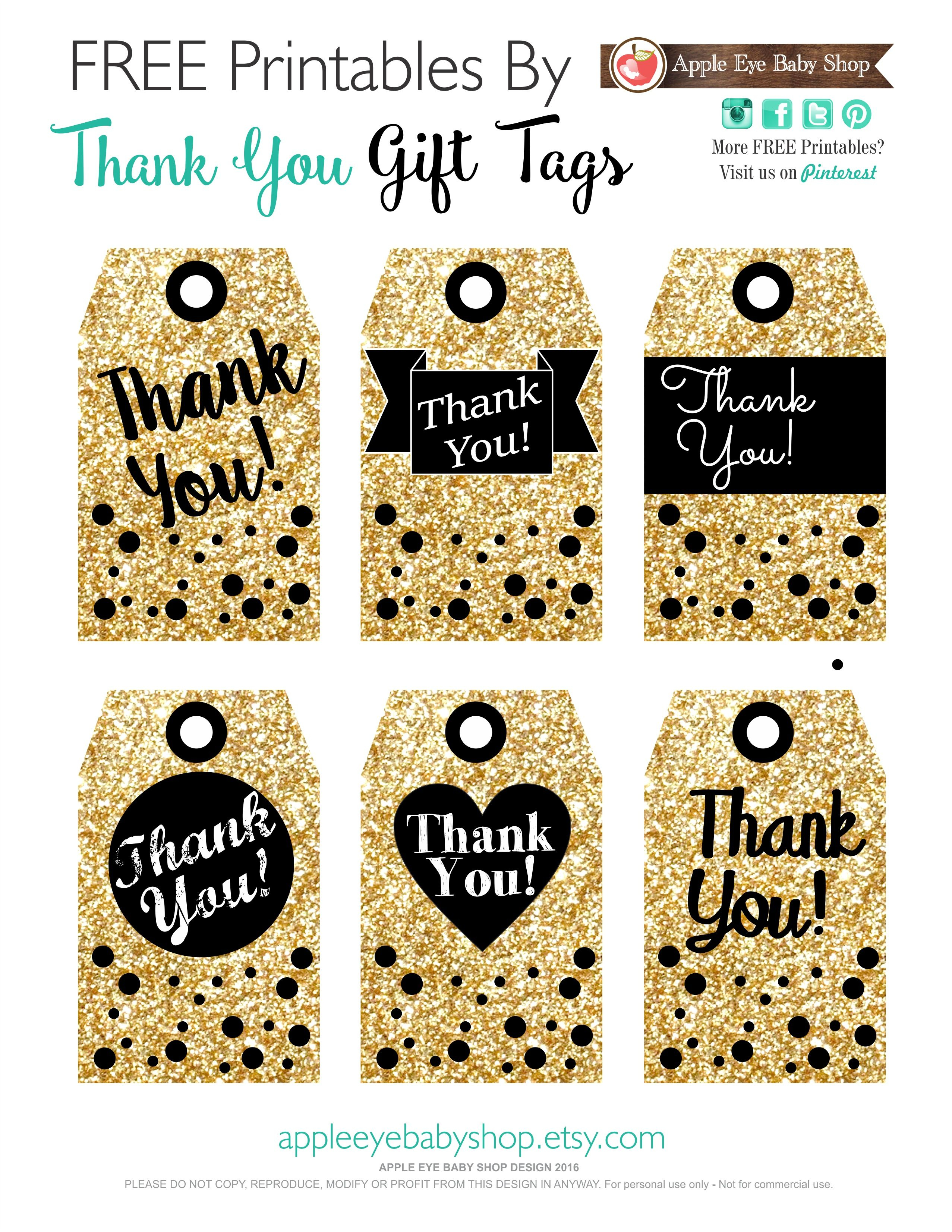 Printables Gift Tags Gold Glitter &amp;amp; Black | I ♥ Packaging + Wrap - Free Printable Thank You Tags For Birthdays