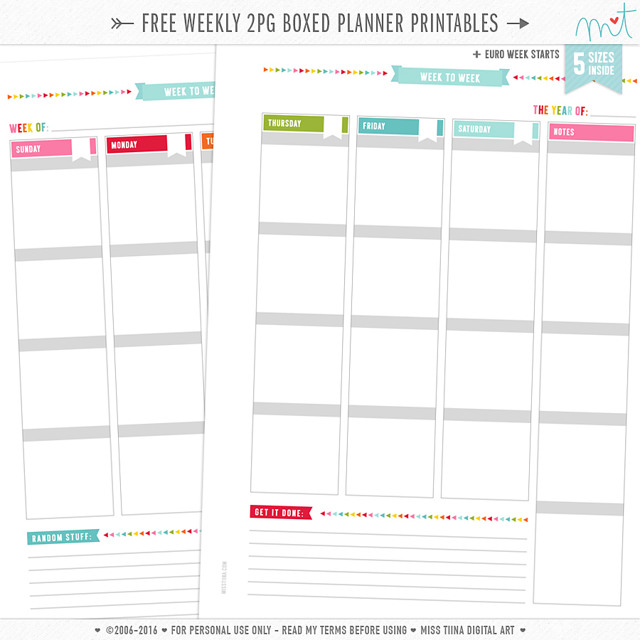 Printables | Misstiina - Free Printable Planner Pages