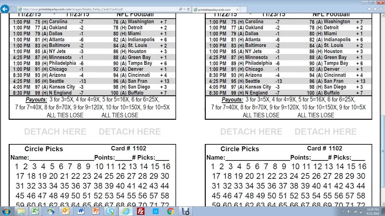 Printing 100 Parlay Cards In 3 Minutes - Youtube - Free Printable Football Parlay Cards