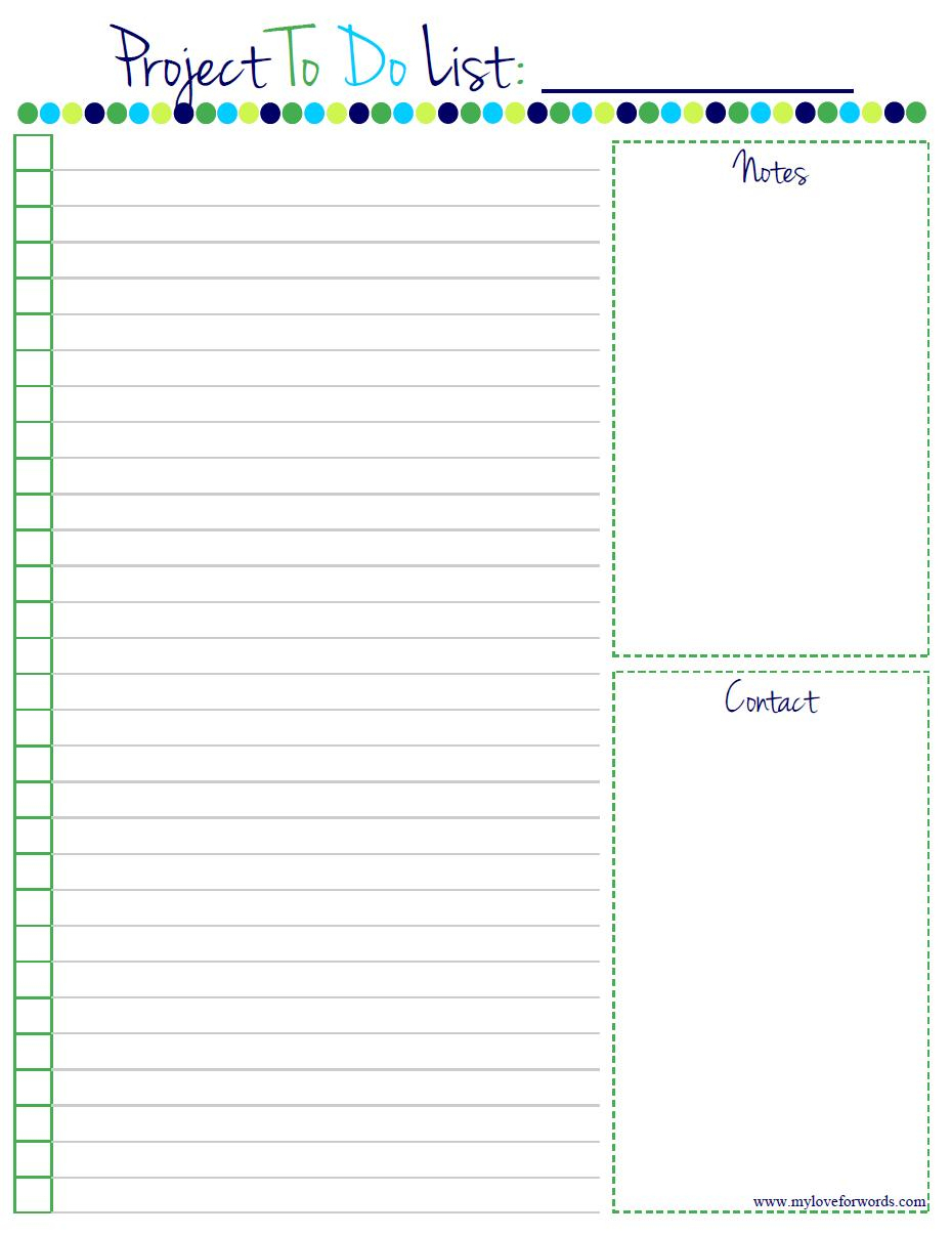 Project To Do List: Free Printable! - Free Printable To Do List