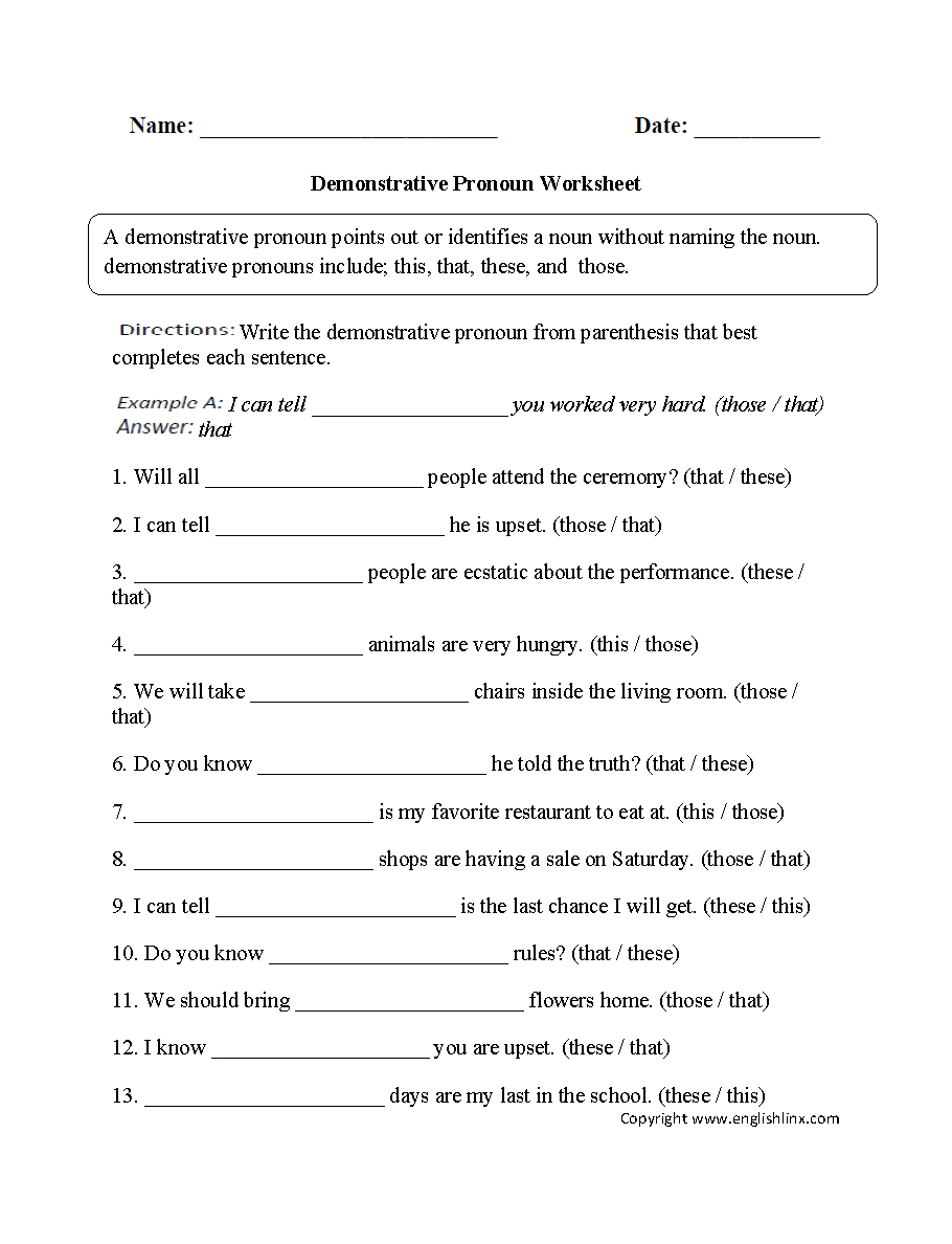 Pronoun Worksheets 2Nd Grade To Printable - Math Worksheet For Kids - Free Printable Pronoun Worksheets For 2Nd Grade