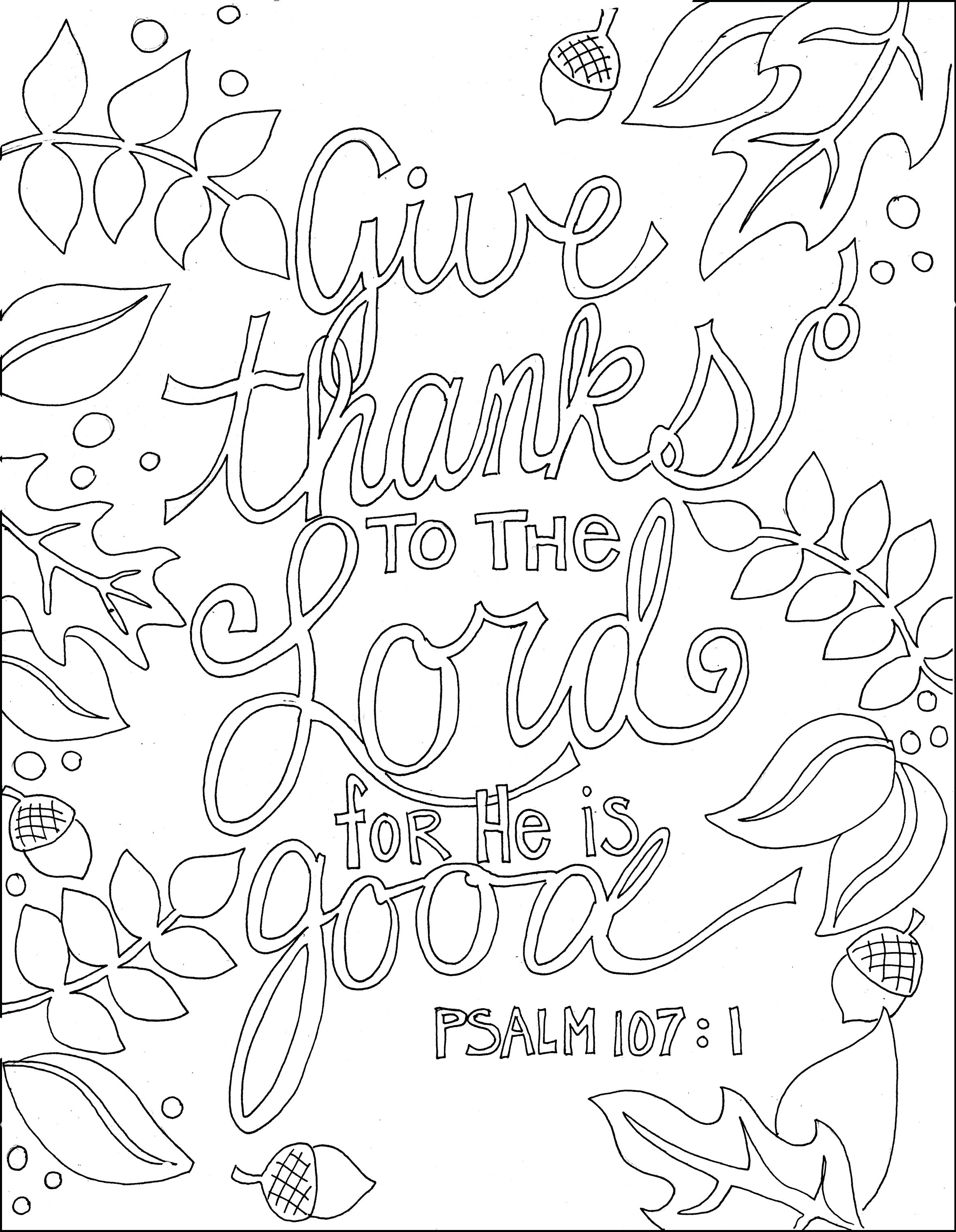 Ps 107.1 And Many Other Printable Bible Verse Coloring Pages | Adult - Free Printable Bible Coloring Pages With Scriptures