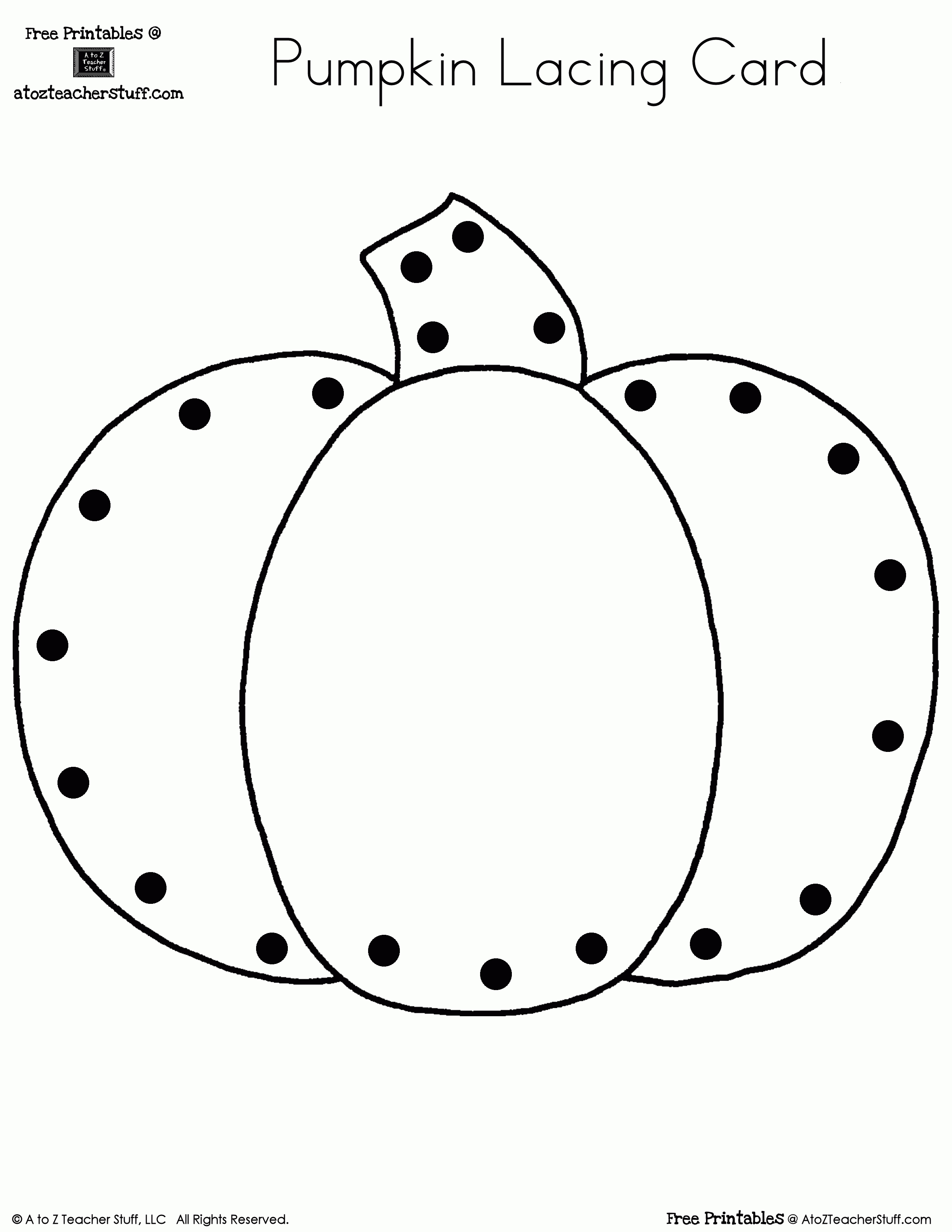 Pumpkin Lacing Card And Patterns | A To Z Teacher Stuff Printable - Pumpkin Shape Template Printable Free